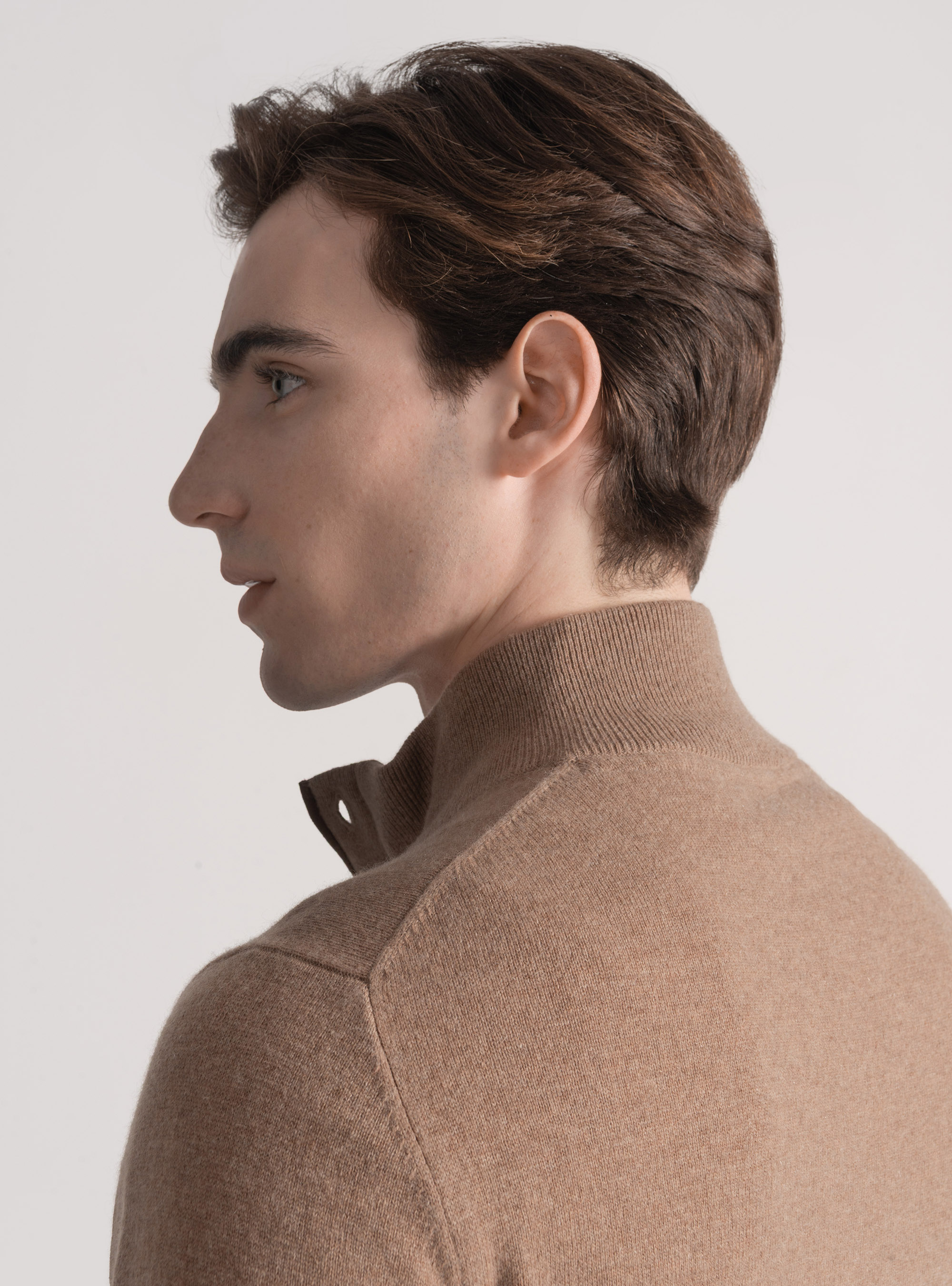 Lambswool and cashmere half-zip sweater, CAMMELLO 0570C