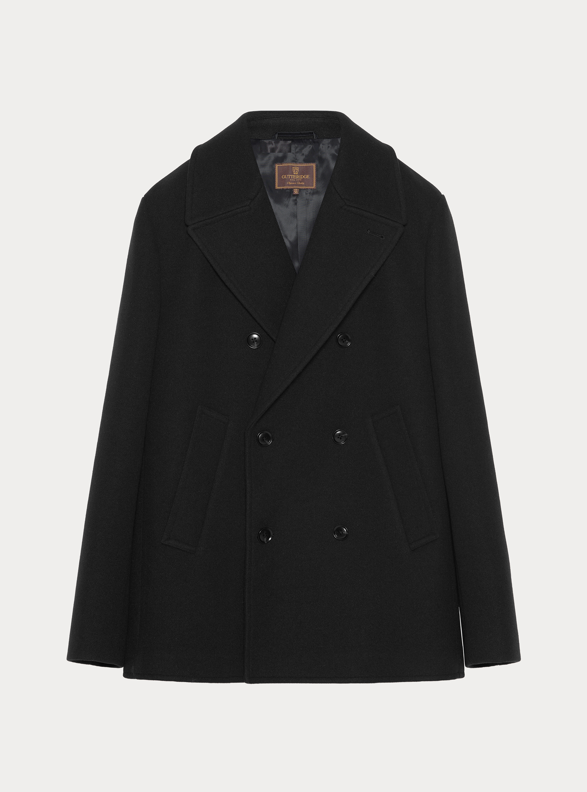 Solid color peacoat, BLACK