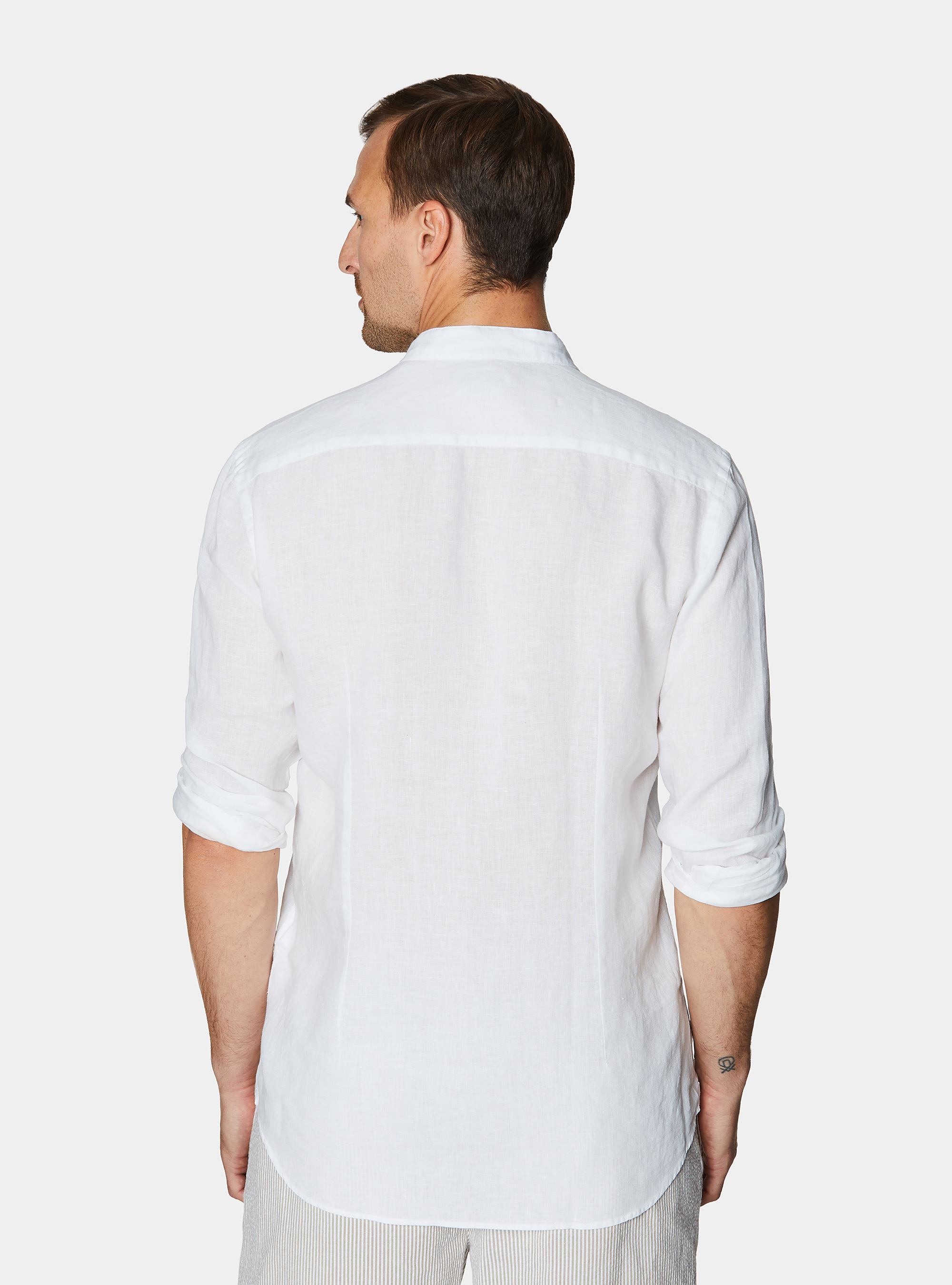 Chemise cor&eacute;enne en pur lin, BLANC