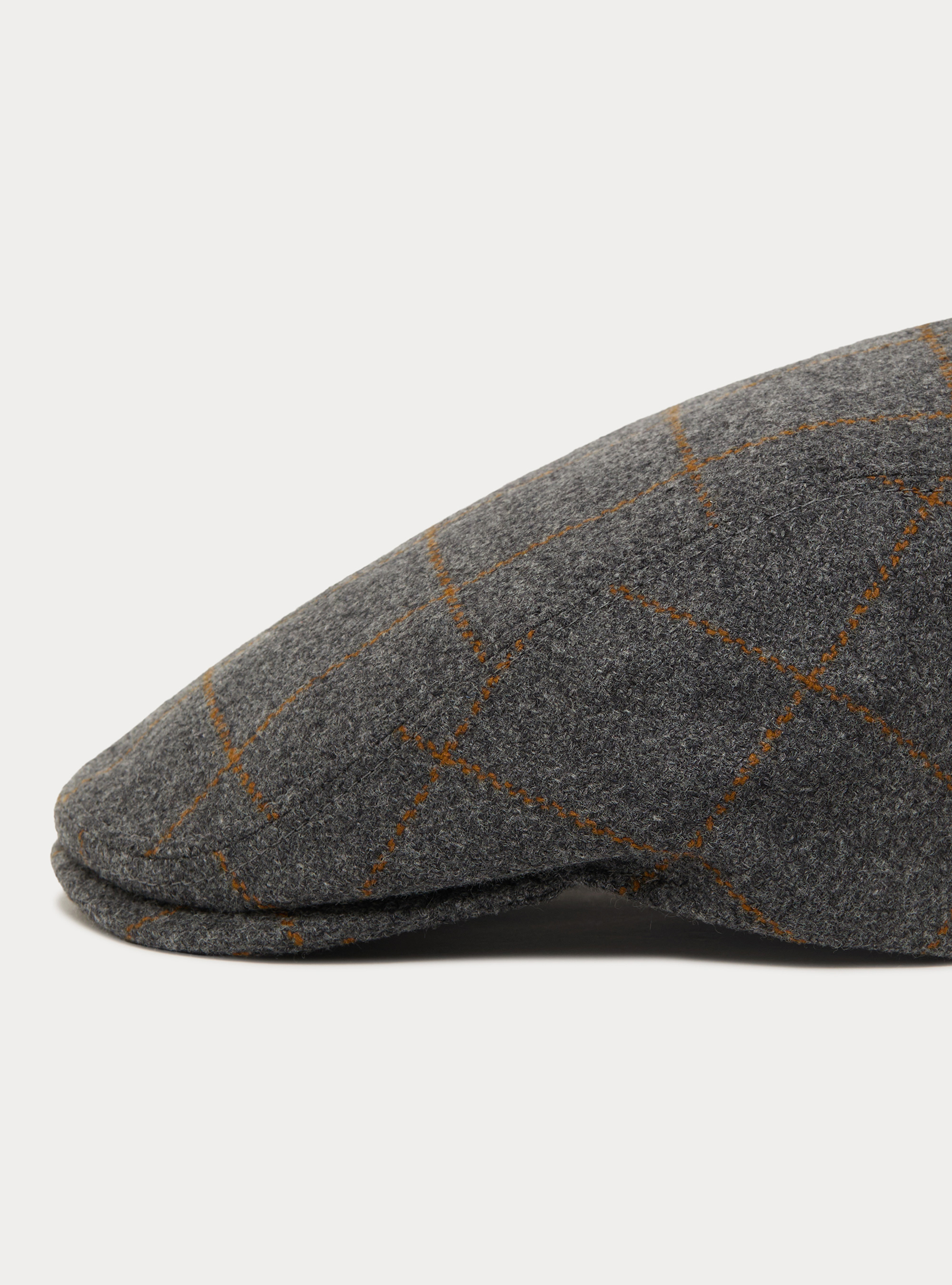 Checked wool-cashmere flat cap by Lanificio di Pray, GREY