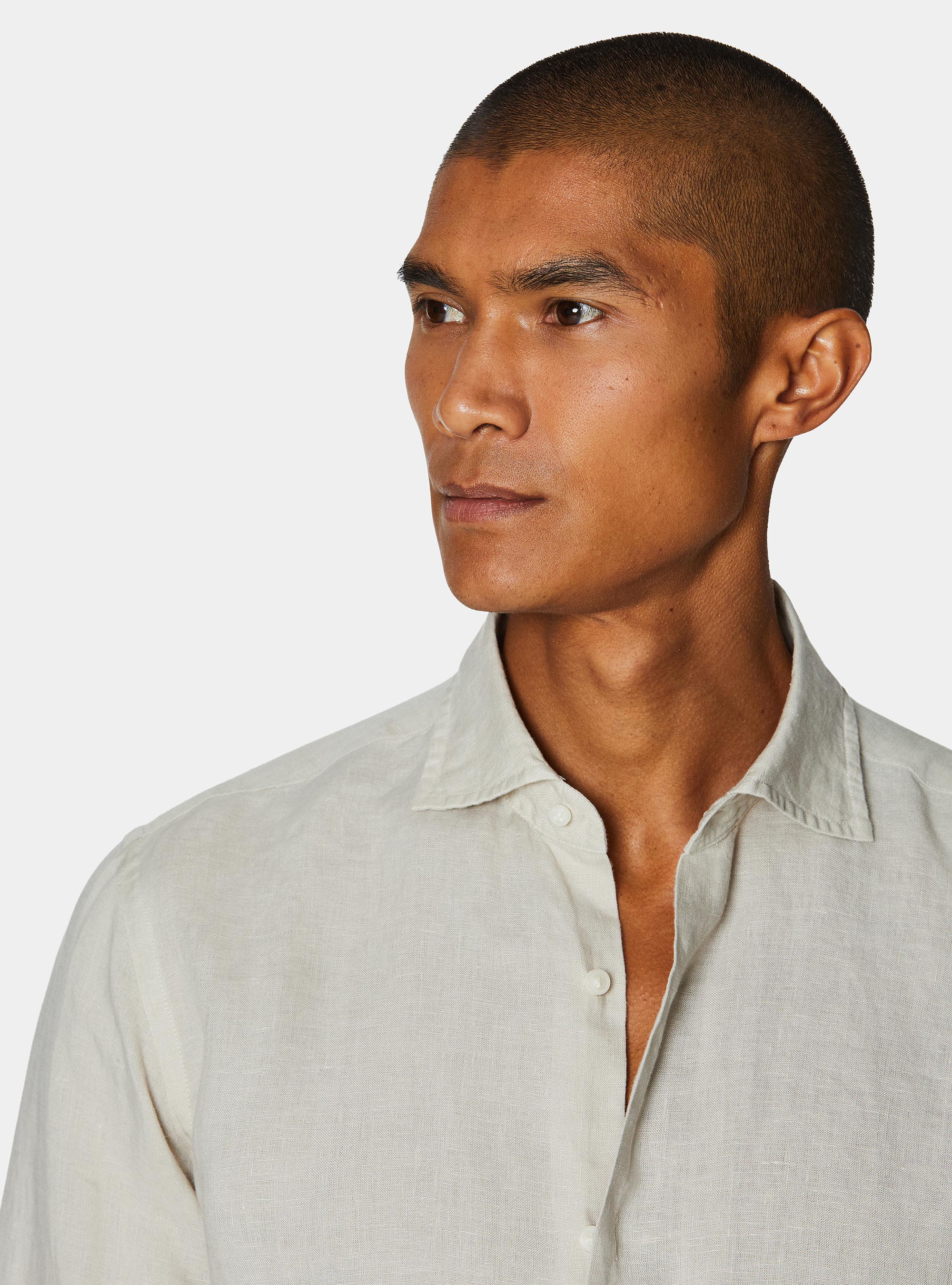 Camisa de lino puro, ECRU 0536C
