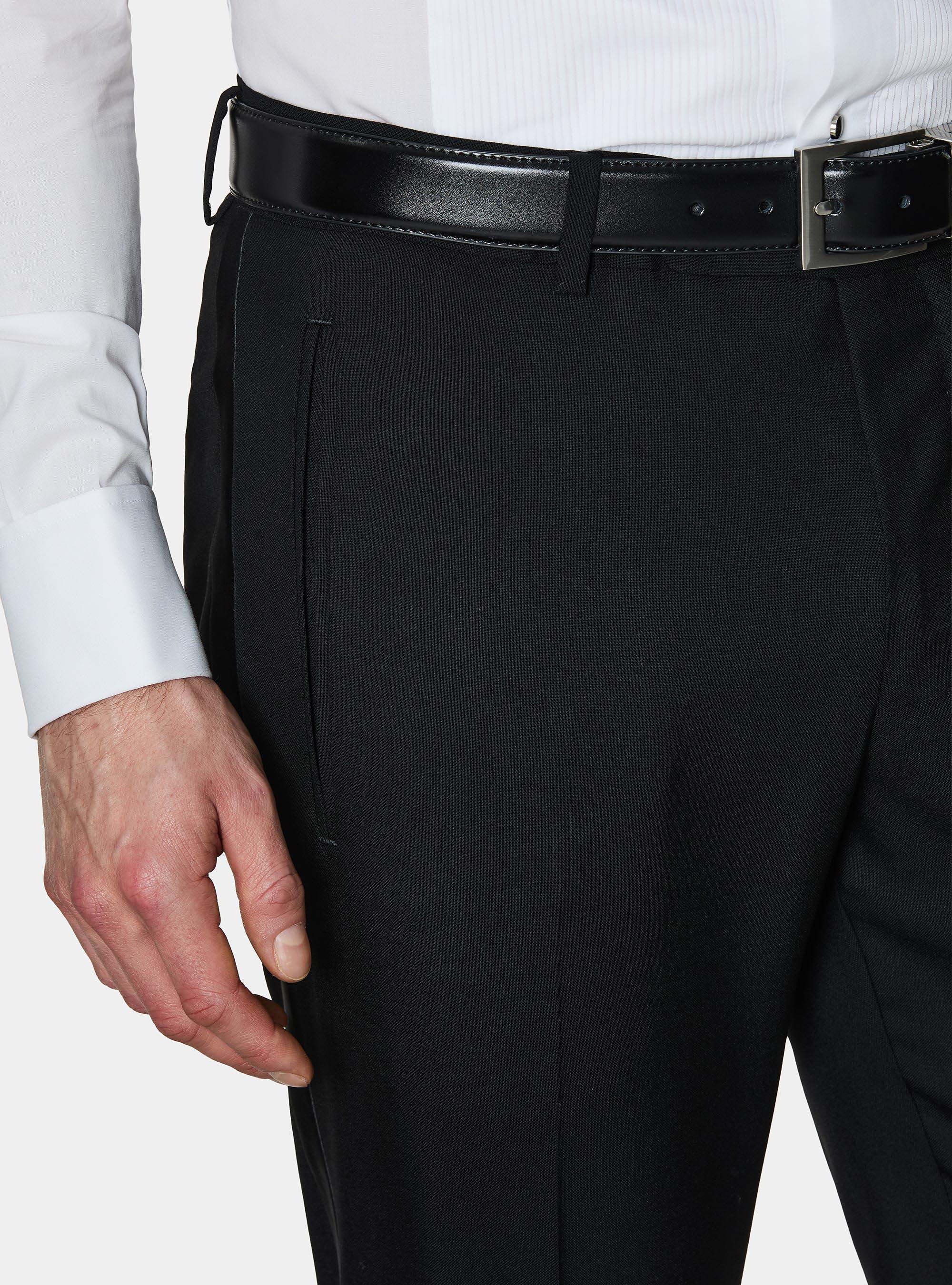 Vitale Barberis Canonico wool tuxedo trousers, BLACK