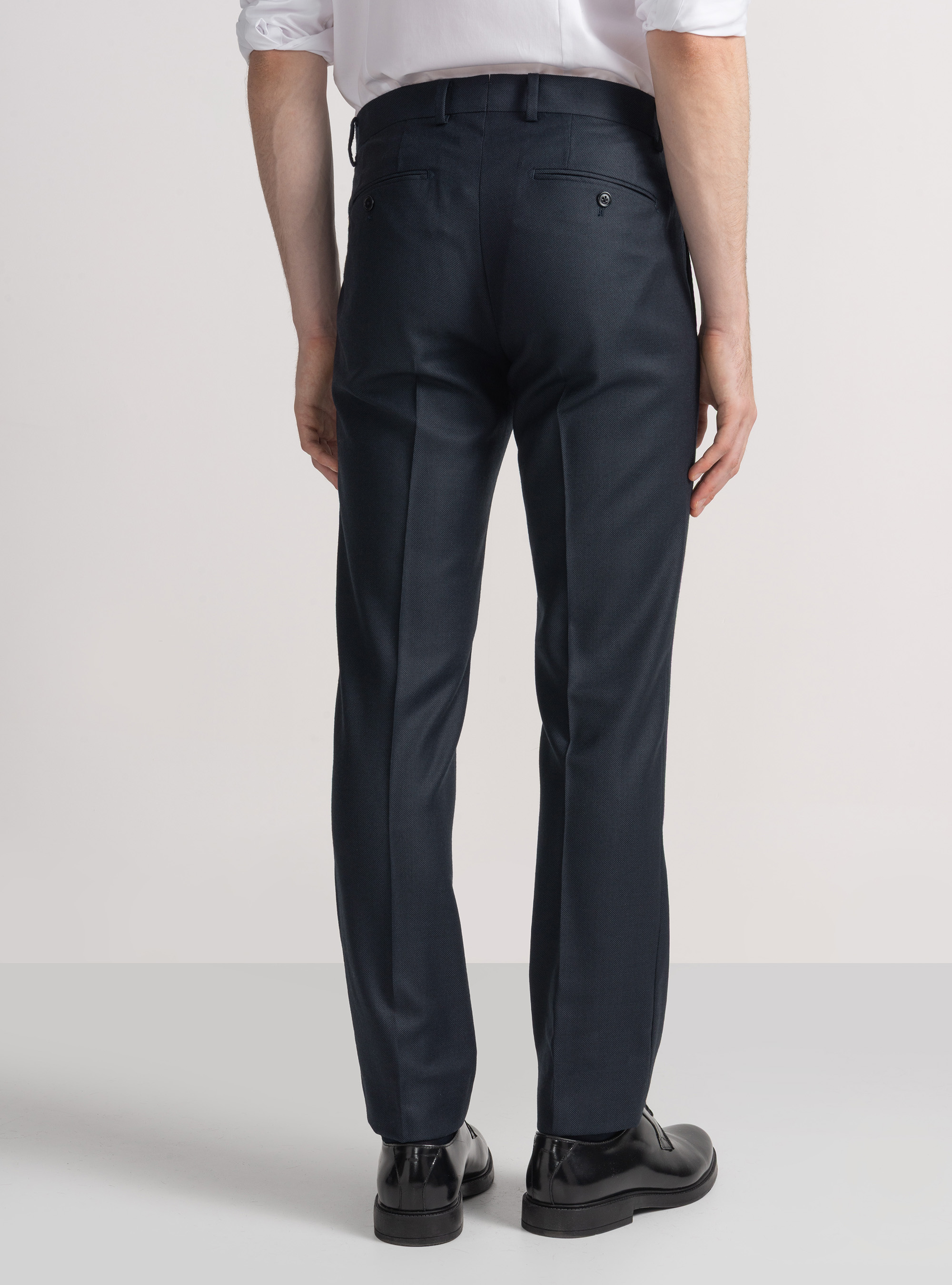 Pantal&oacute;n de traje de lana ojo de perdiz Vitale Barberis Canonico, AZUL MARINO