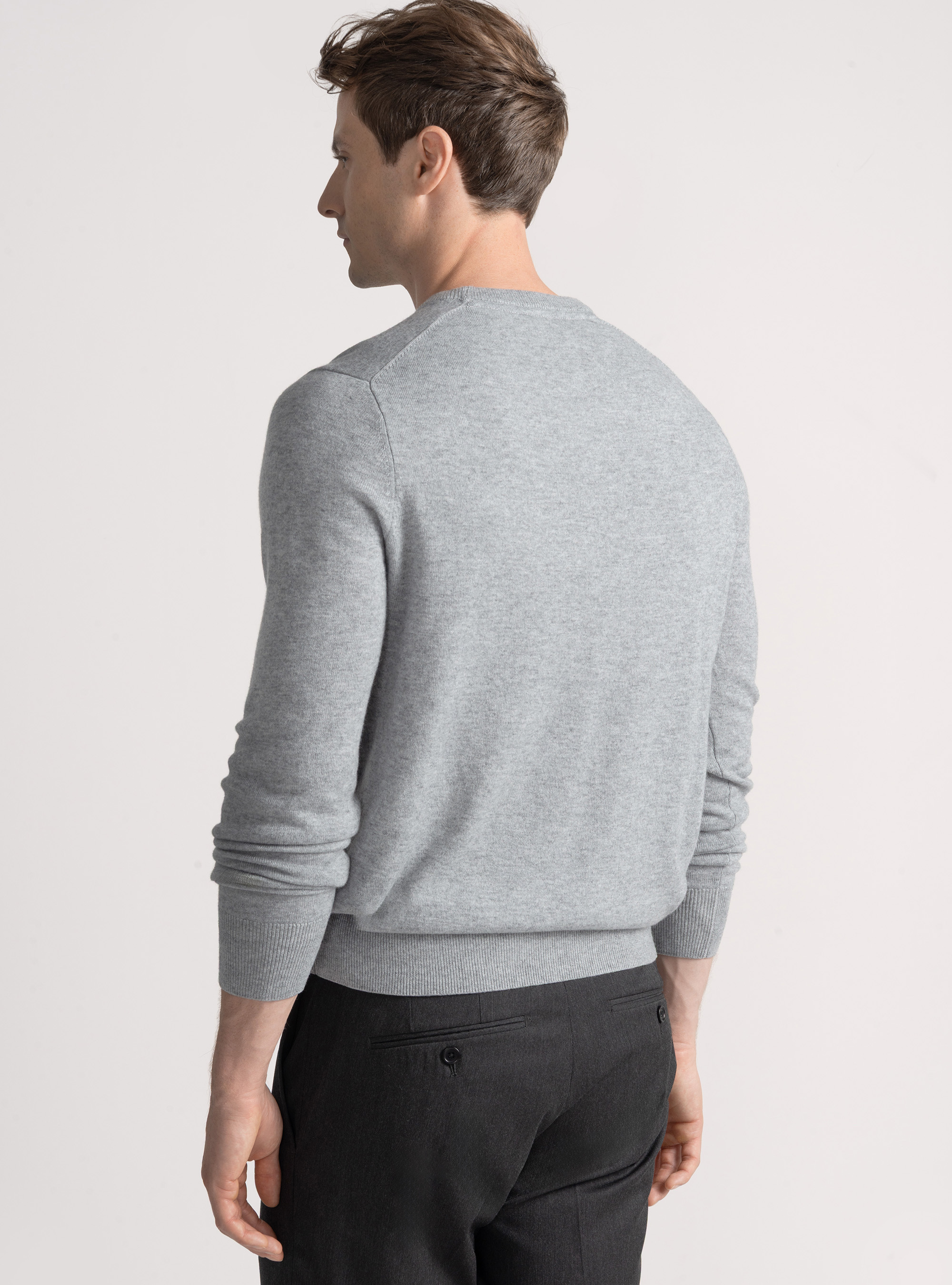 Maglia girocollo in misto lana, GRIGIO MELANGE 0151C