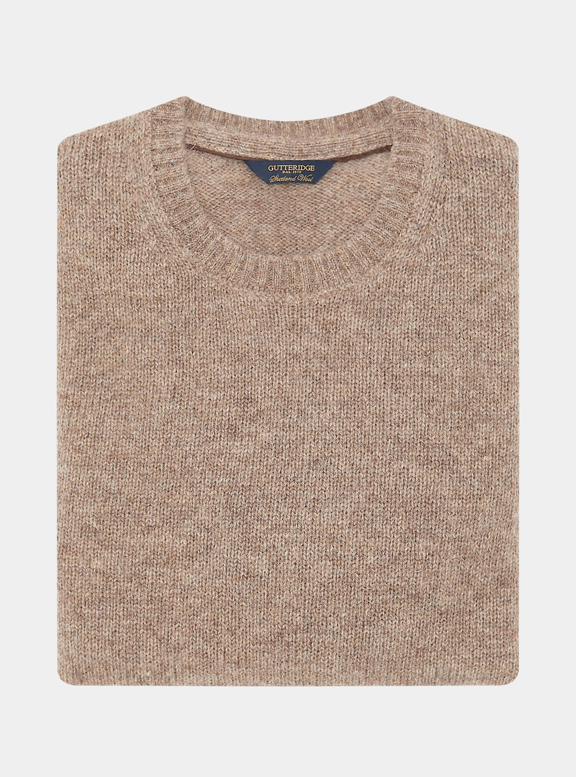 Maglia girocollo in lana shetland, FANGO