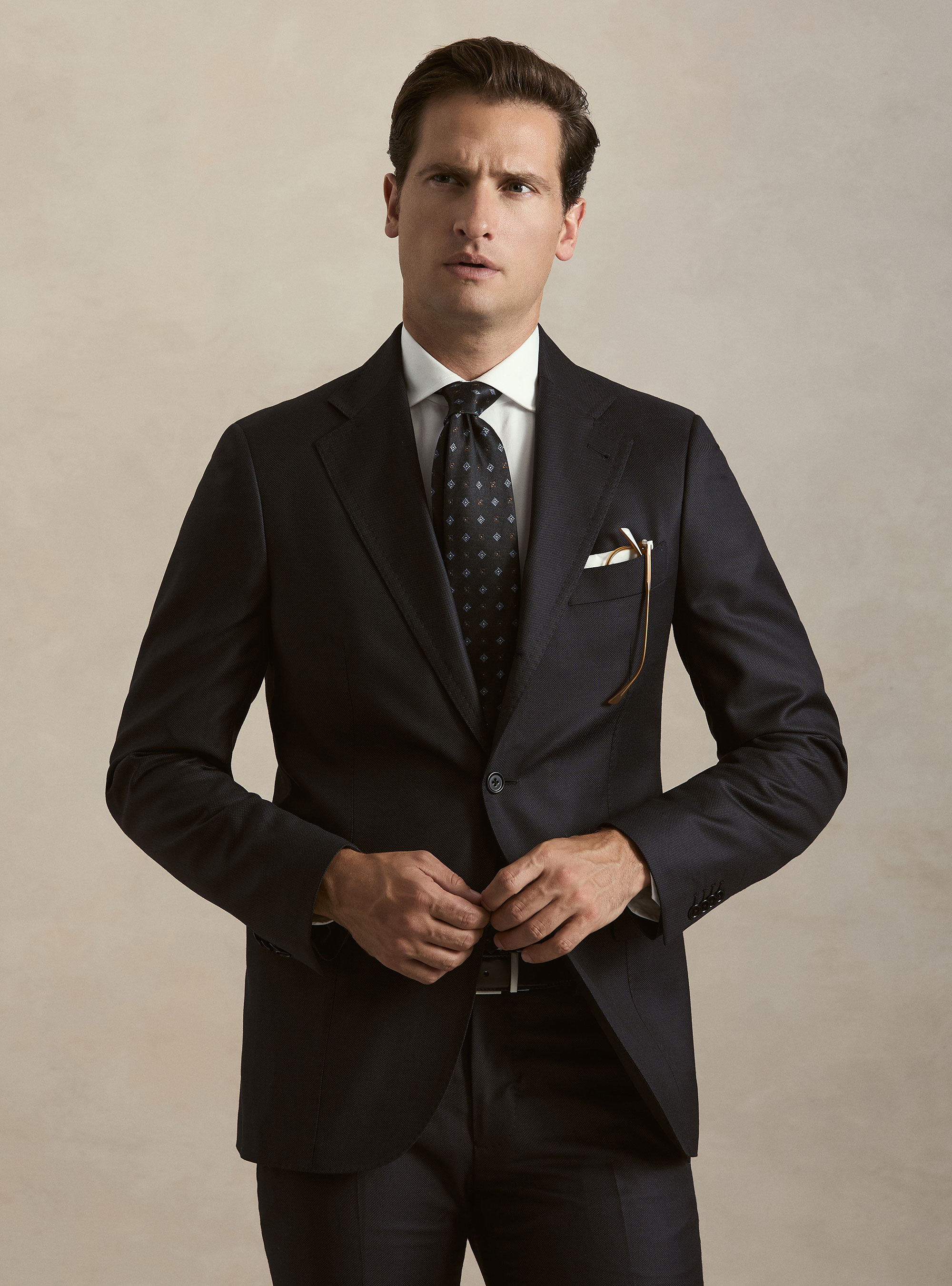 Pure wool bird's eye suit blazer by Vitale Barberis Canonico, NAVY BLUE