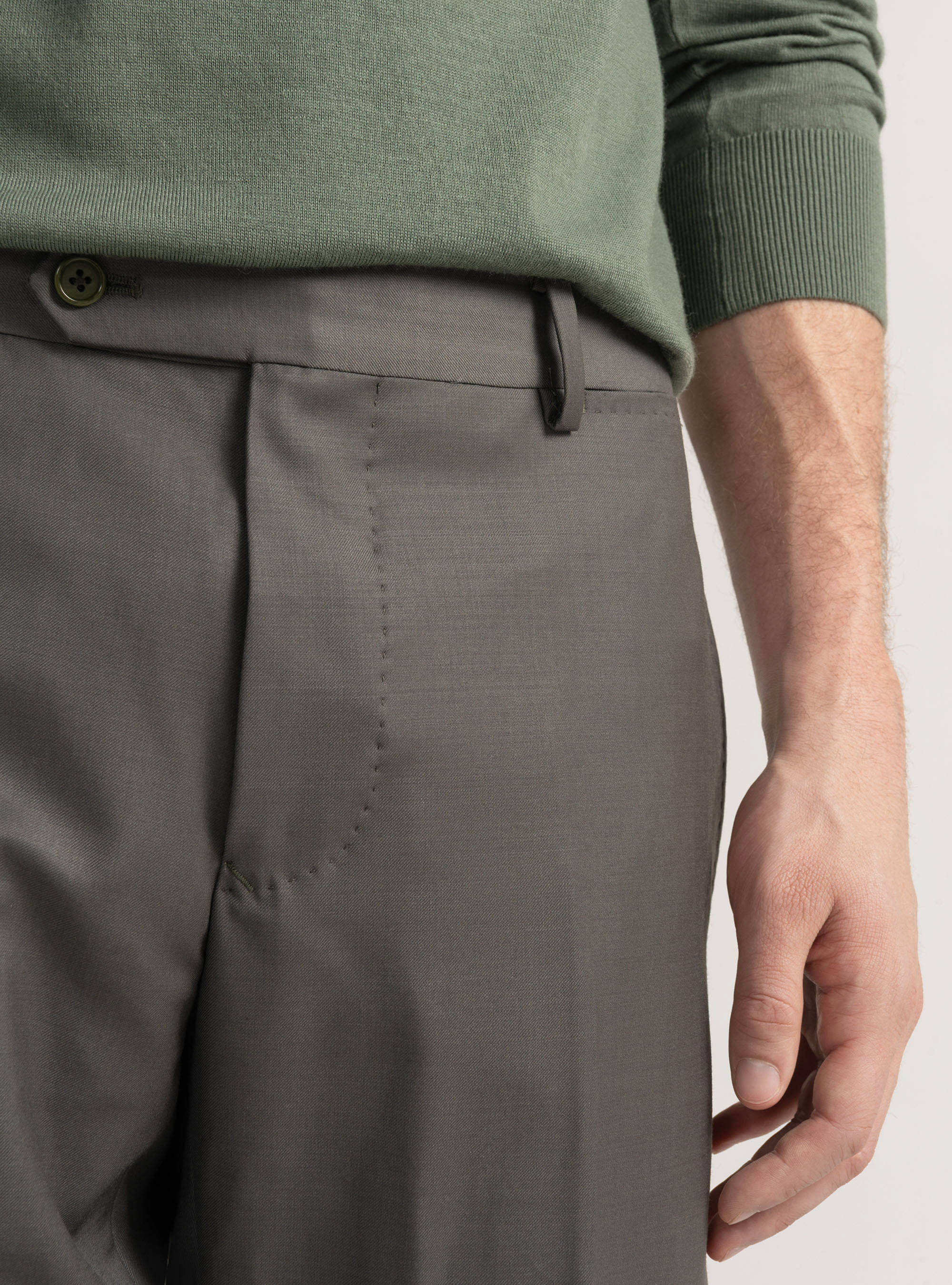 Suit trousers in pure superfine 120s wool, GREEN