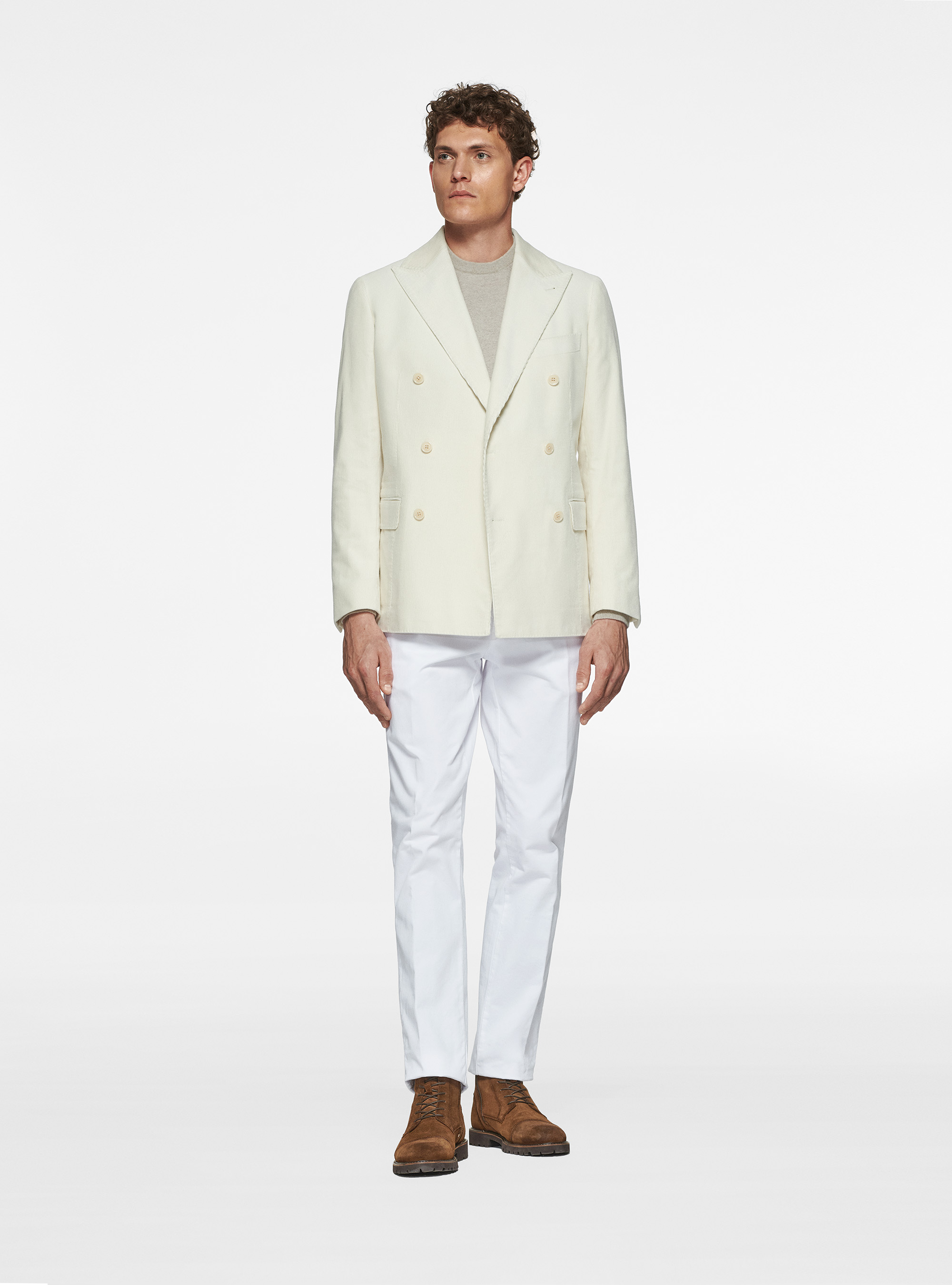 Duca Visconti di Modrone double-breasted corduroy blazer, OFF-WHITE