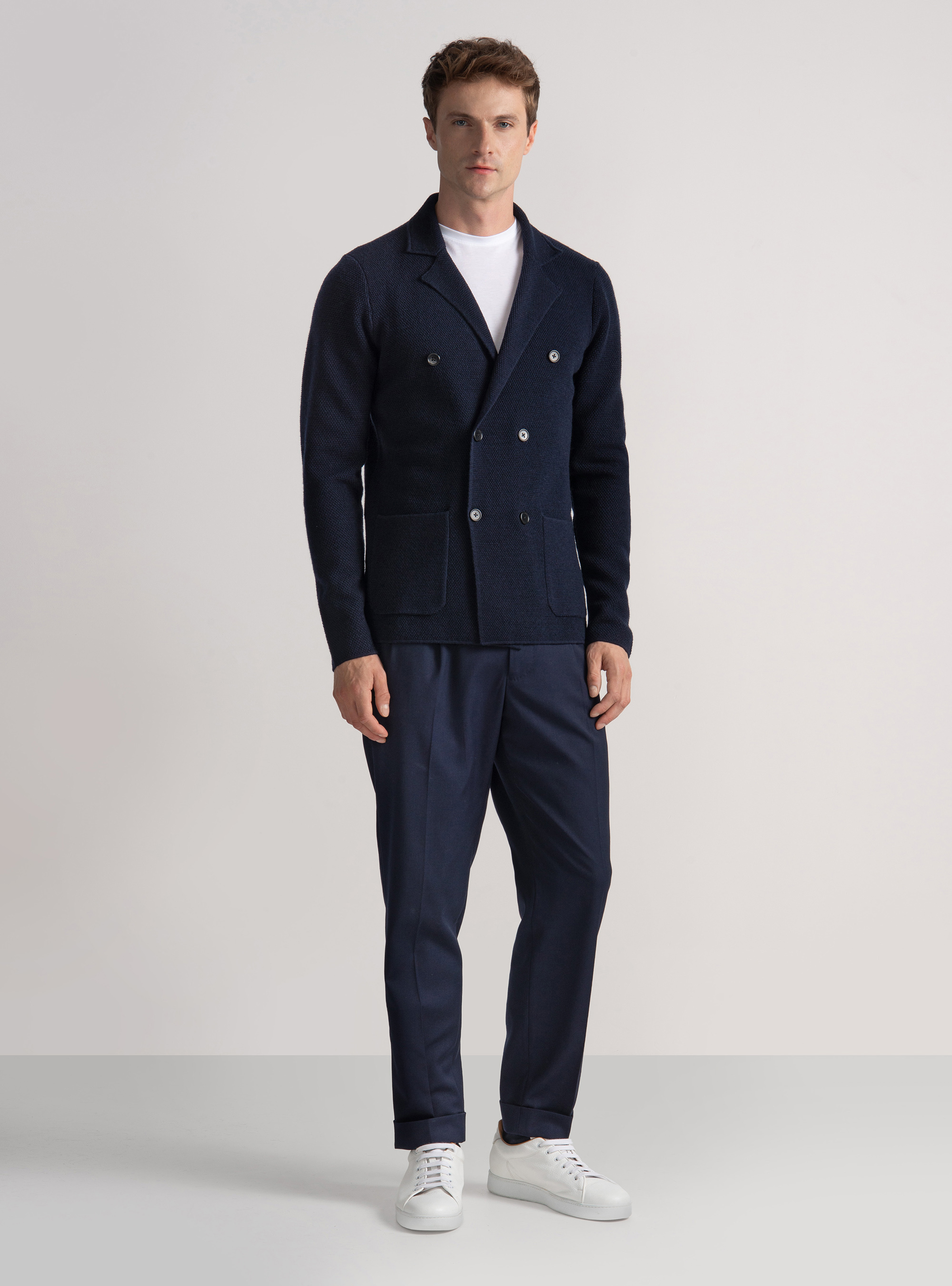 Pantalon classique &agrave; pinces, BLEU MARINE
