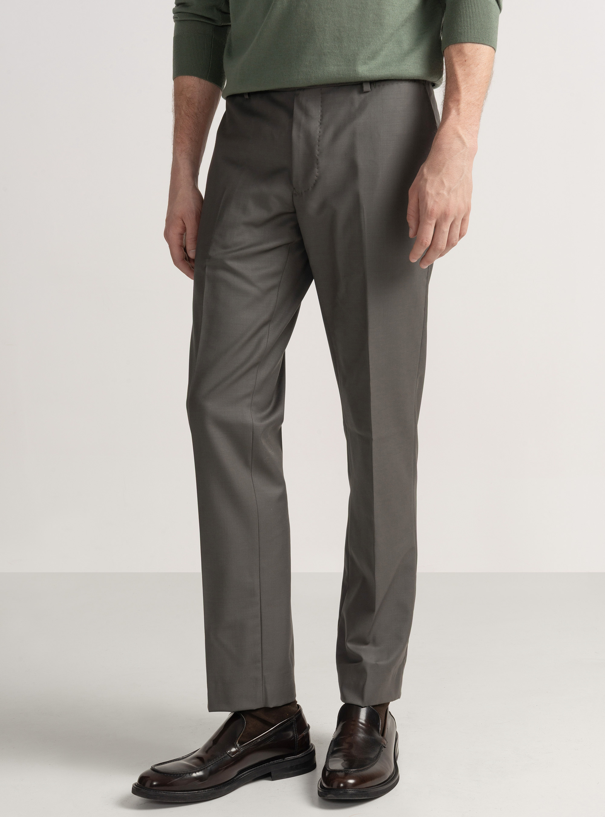 Suit trousers in pure superfine 120s wool, GREEN