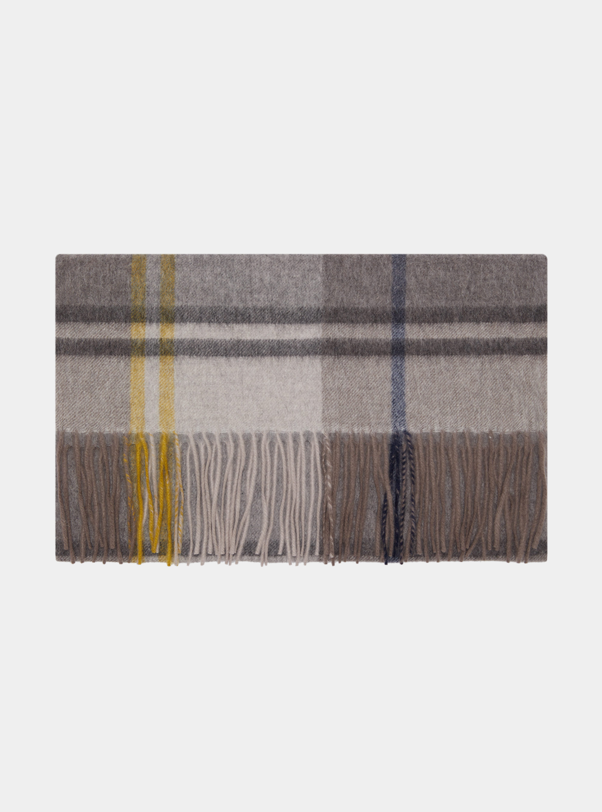Wool and cashmere checked scarf, GREY