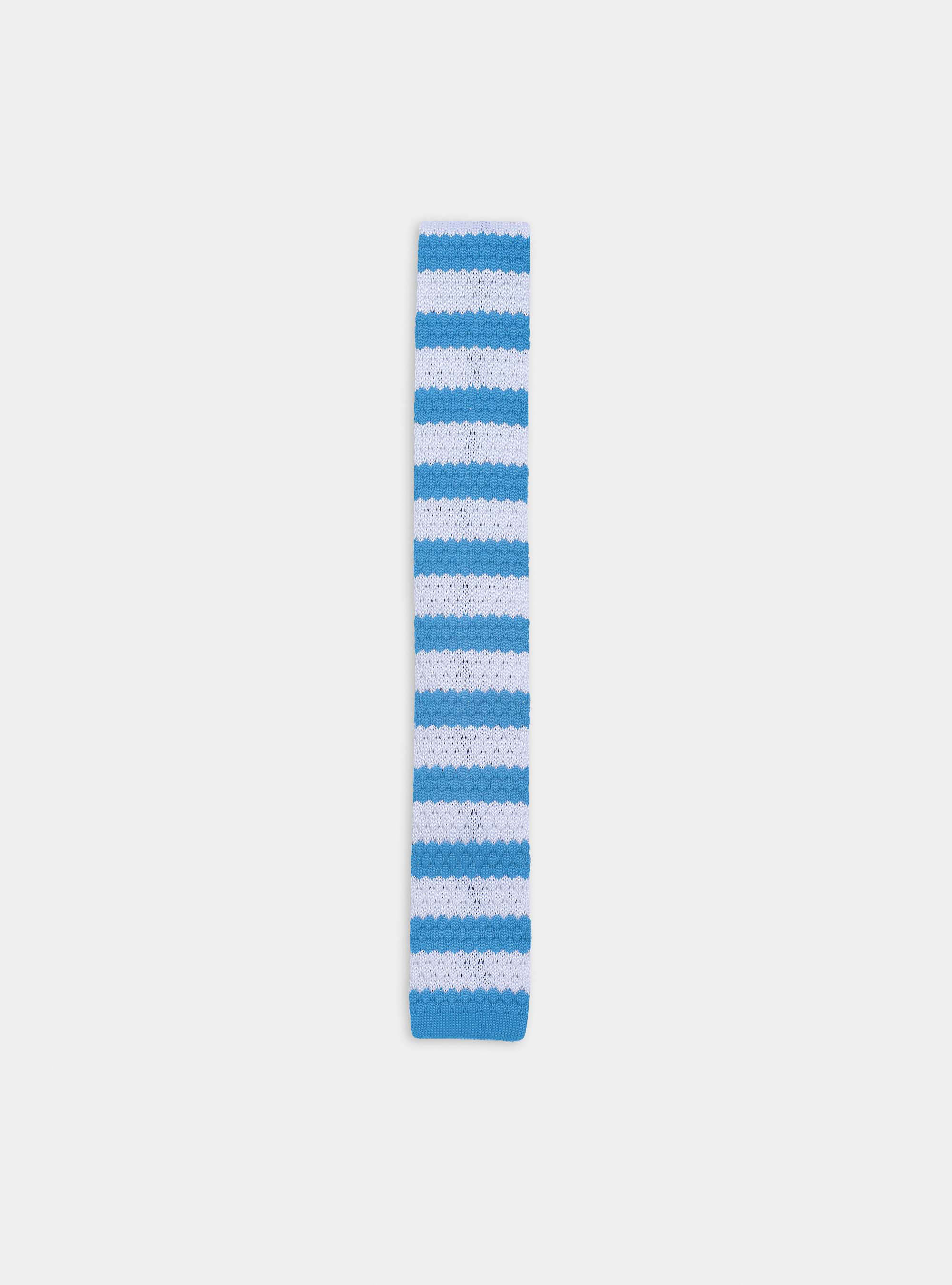 Striped knit tie, AZZURRO 0278C