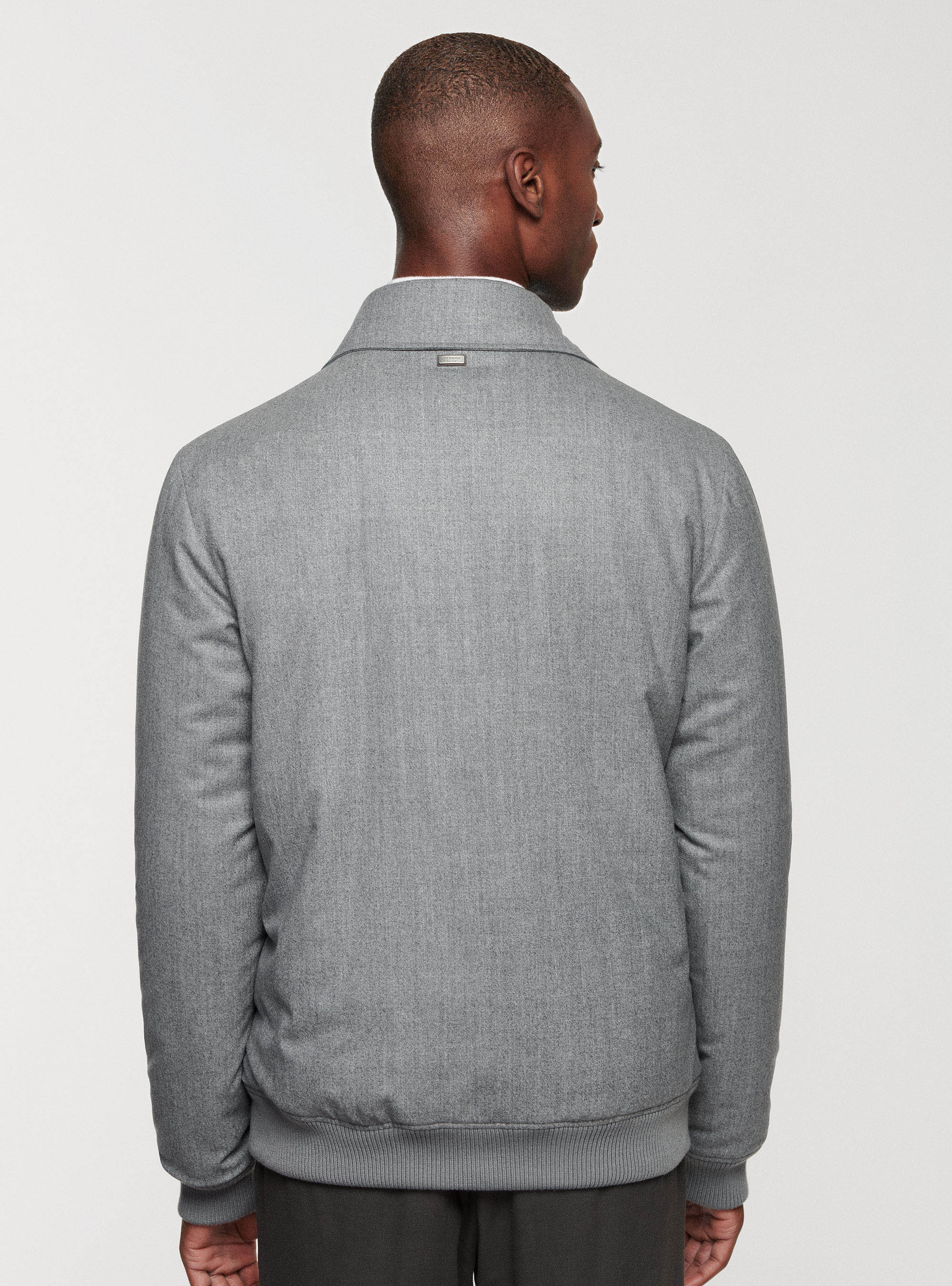 Flannel bomber jacket, LIGHT GREY MELANGE