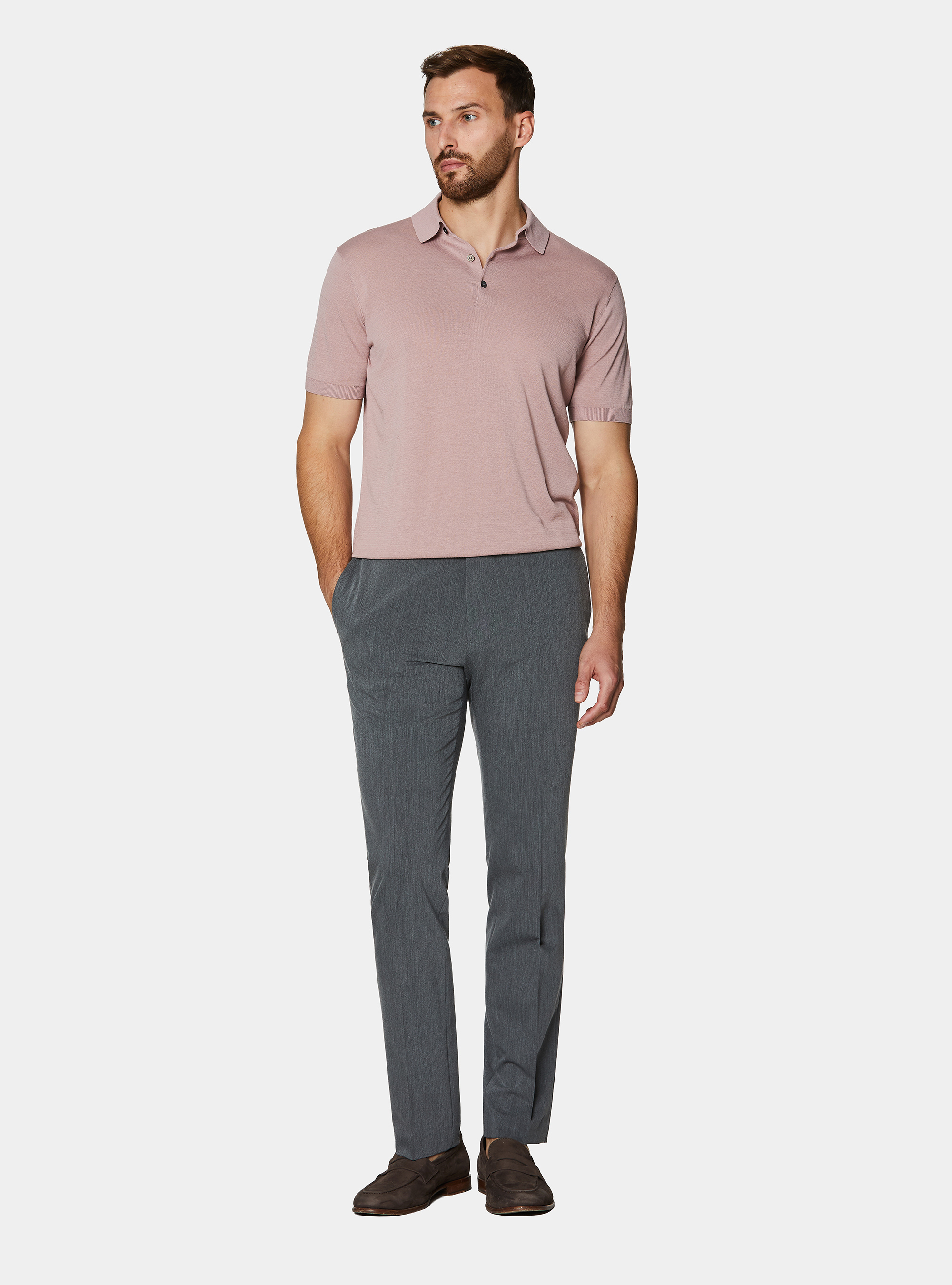 Polo de algod&oacute;n y seda, 0441C ROSA SCURO