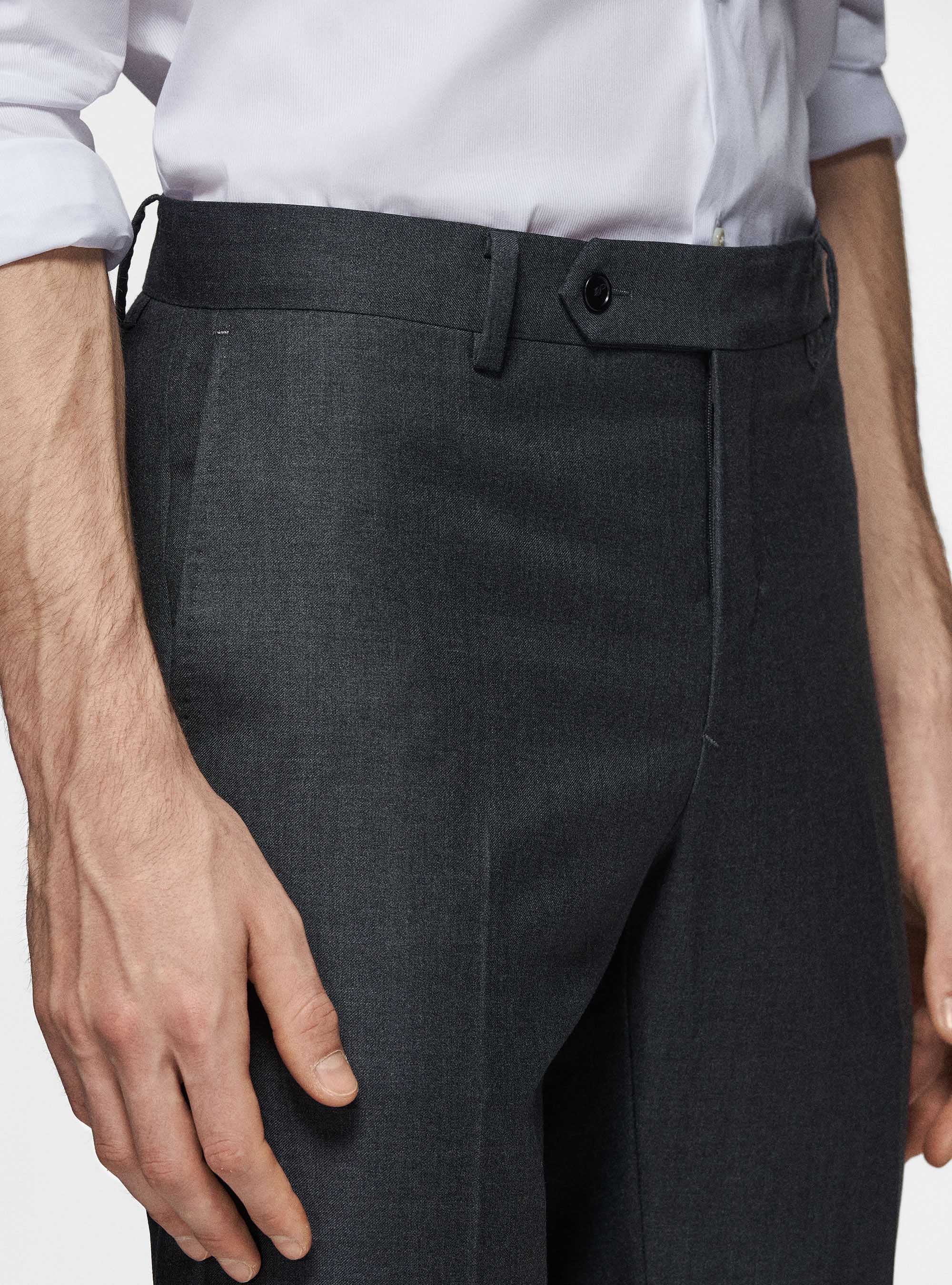Trousers in pure 110's superfine wool, ASPHALT GREY