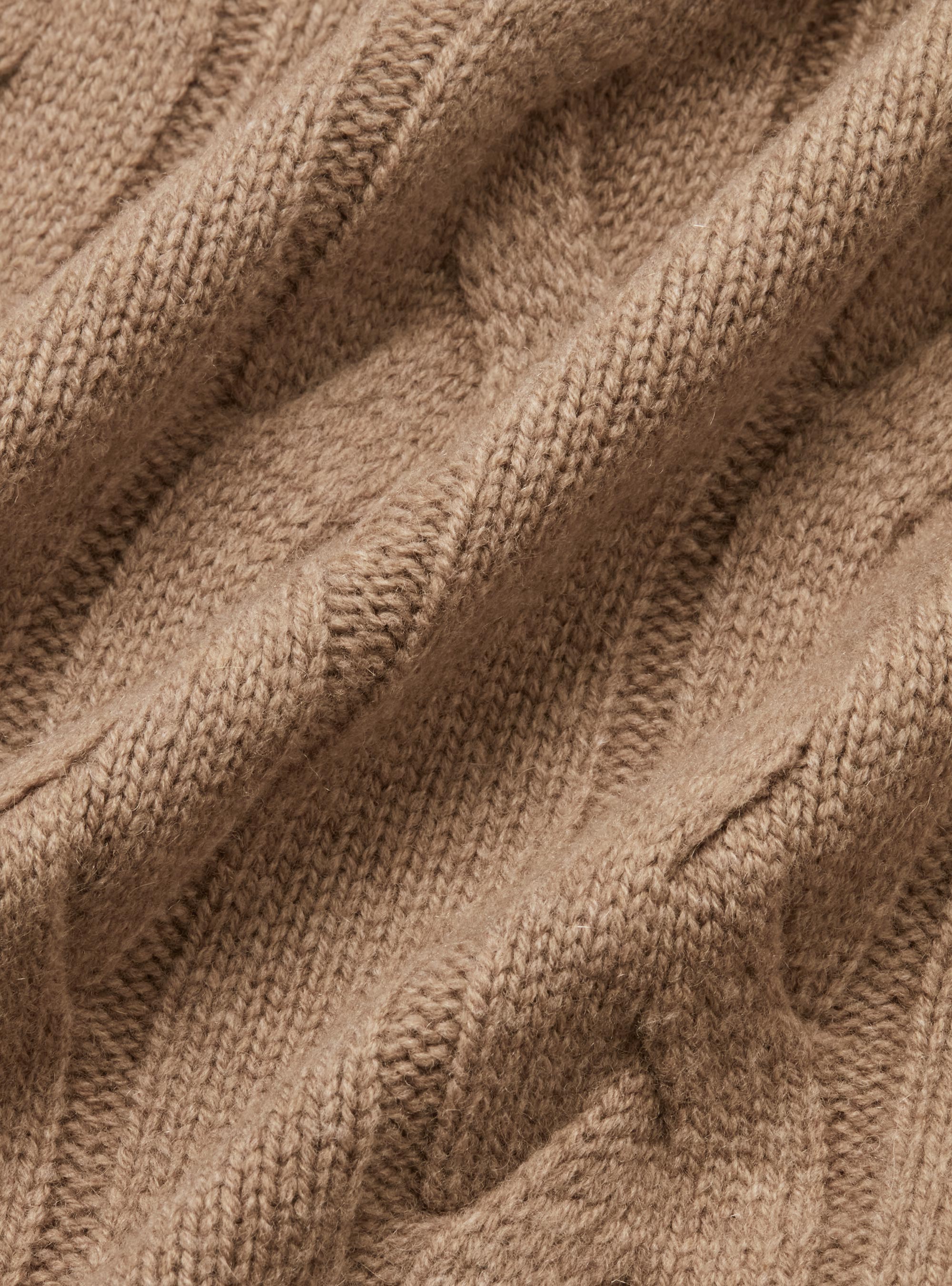 Zip and braid sweater in cashmere wool, CAMMELLO 0570C