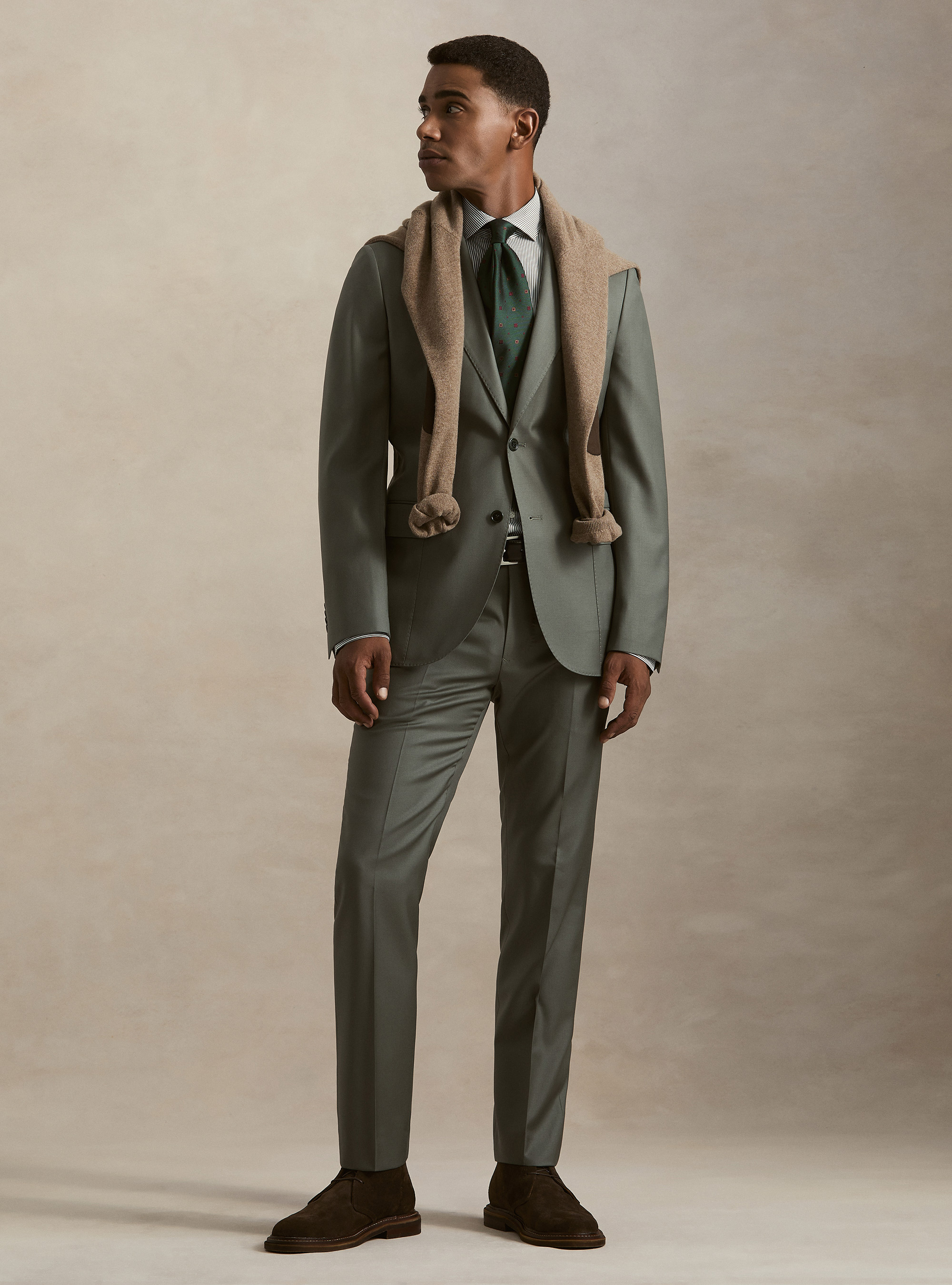 Vitale Barberis Canonico pure wool suit in sage green, 