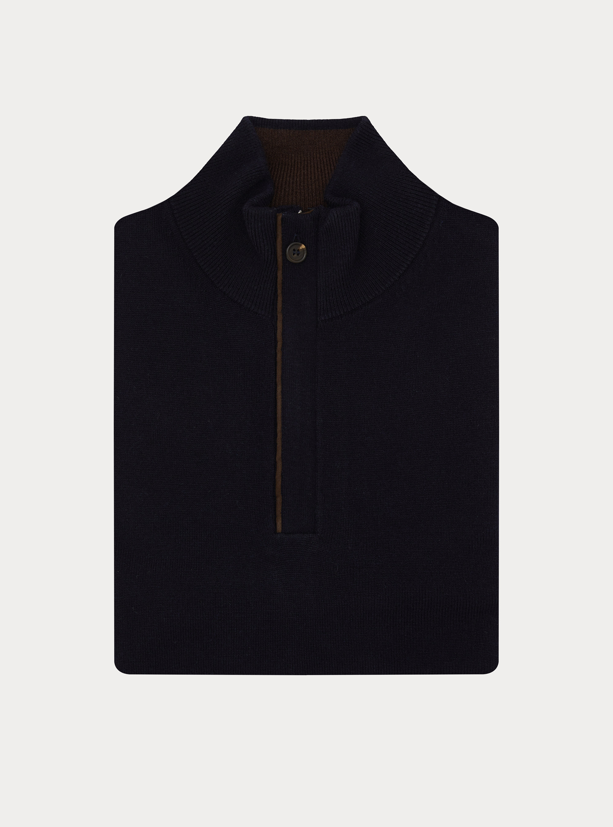 Maglia mezza zip con toppe in misto lana, BLU NAVY