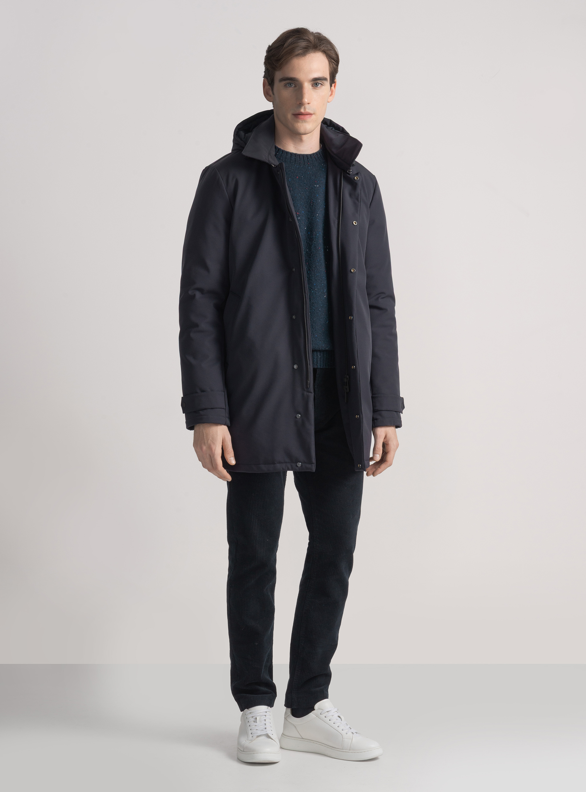 Technischer Parka mit Kapuze, NAVY 0218C