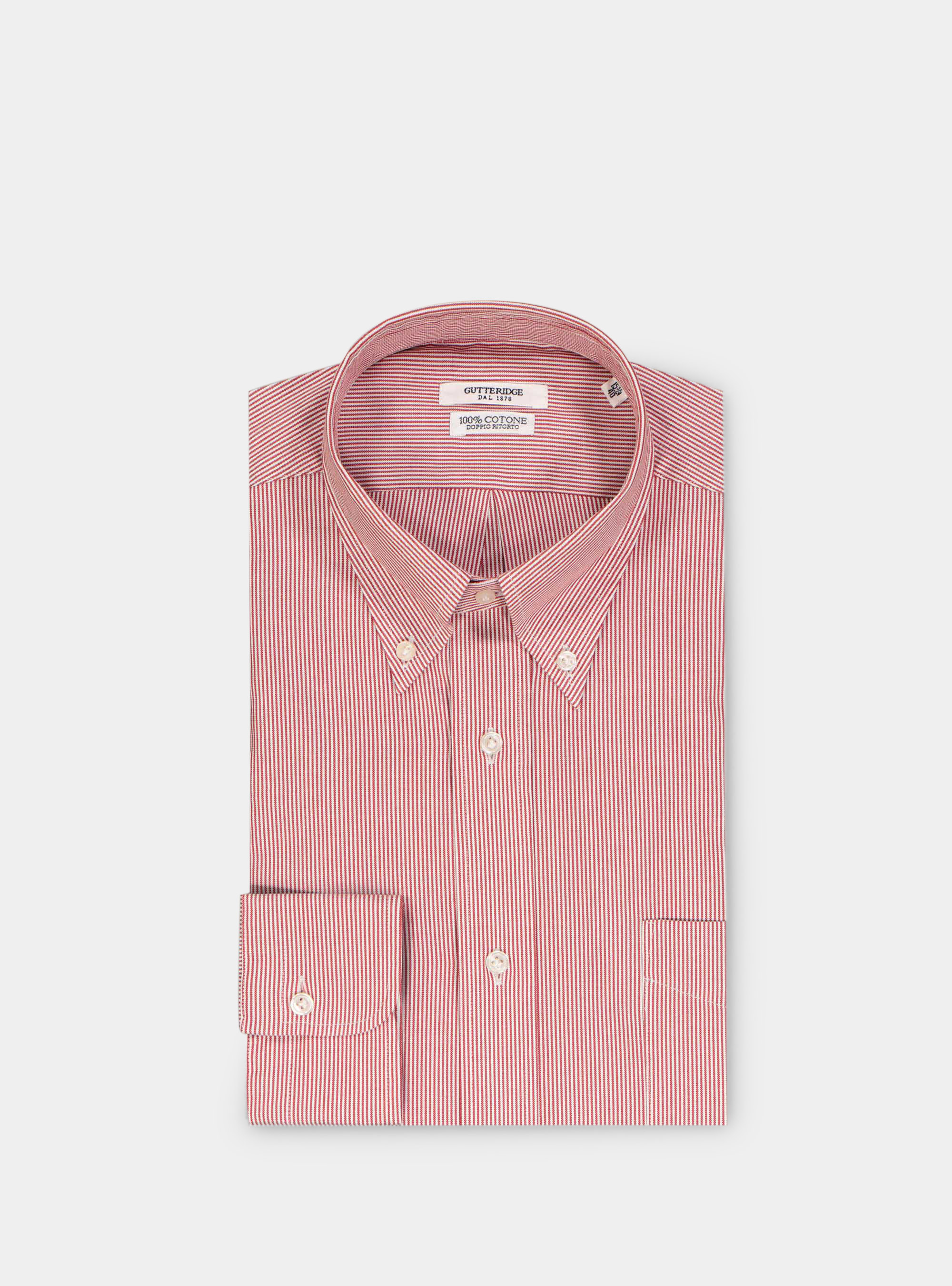 Camicia comfort collo button down in oxford rigato, ROSSO