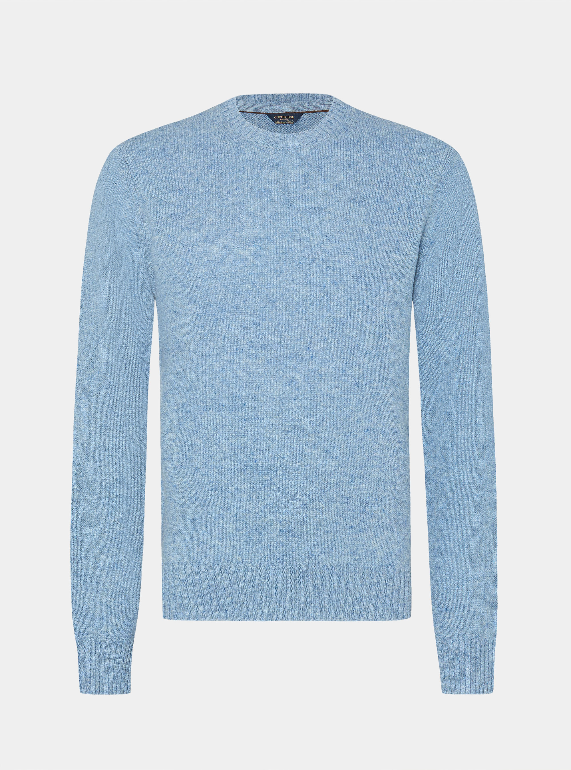 Maglia girocollo in lana shetland, AZZURRO