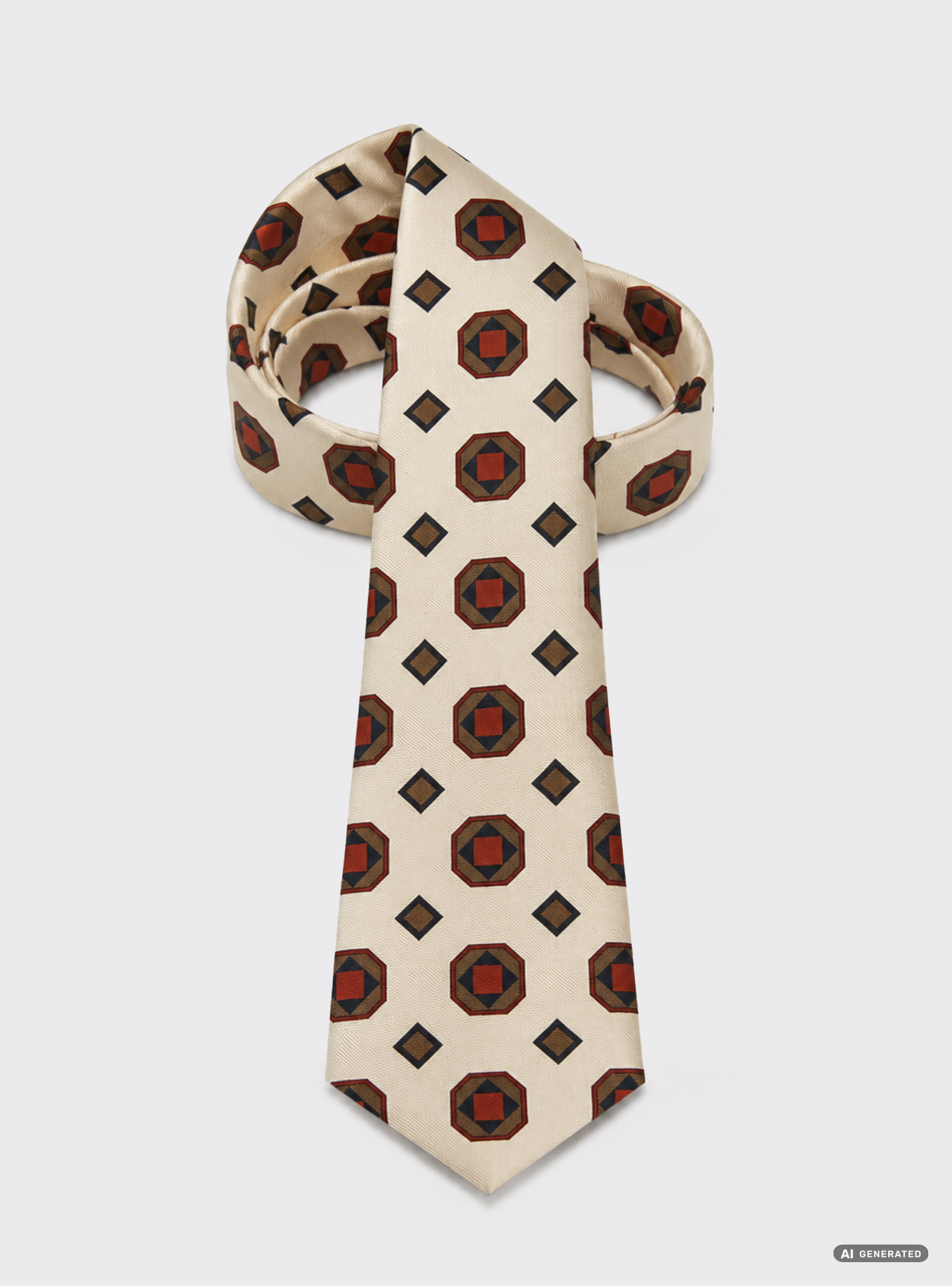 Corbata de seda de 5 pliegues con estampado geom&eacute;trico, NATA