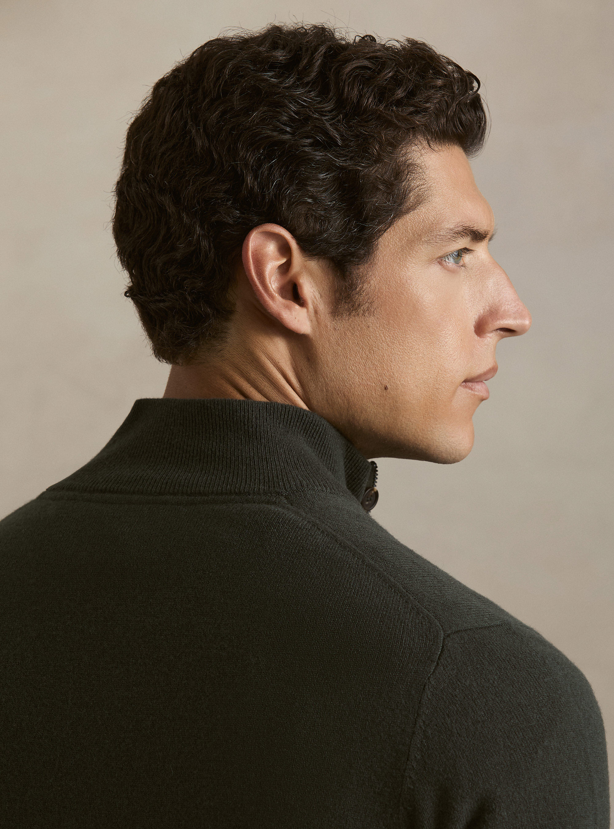 Pull demi-zip en lambswool et cachemire, MILITARE 0609C