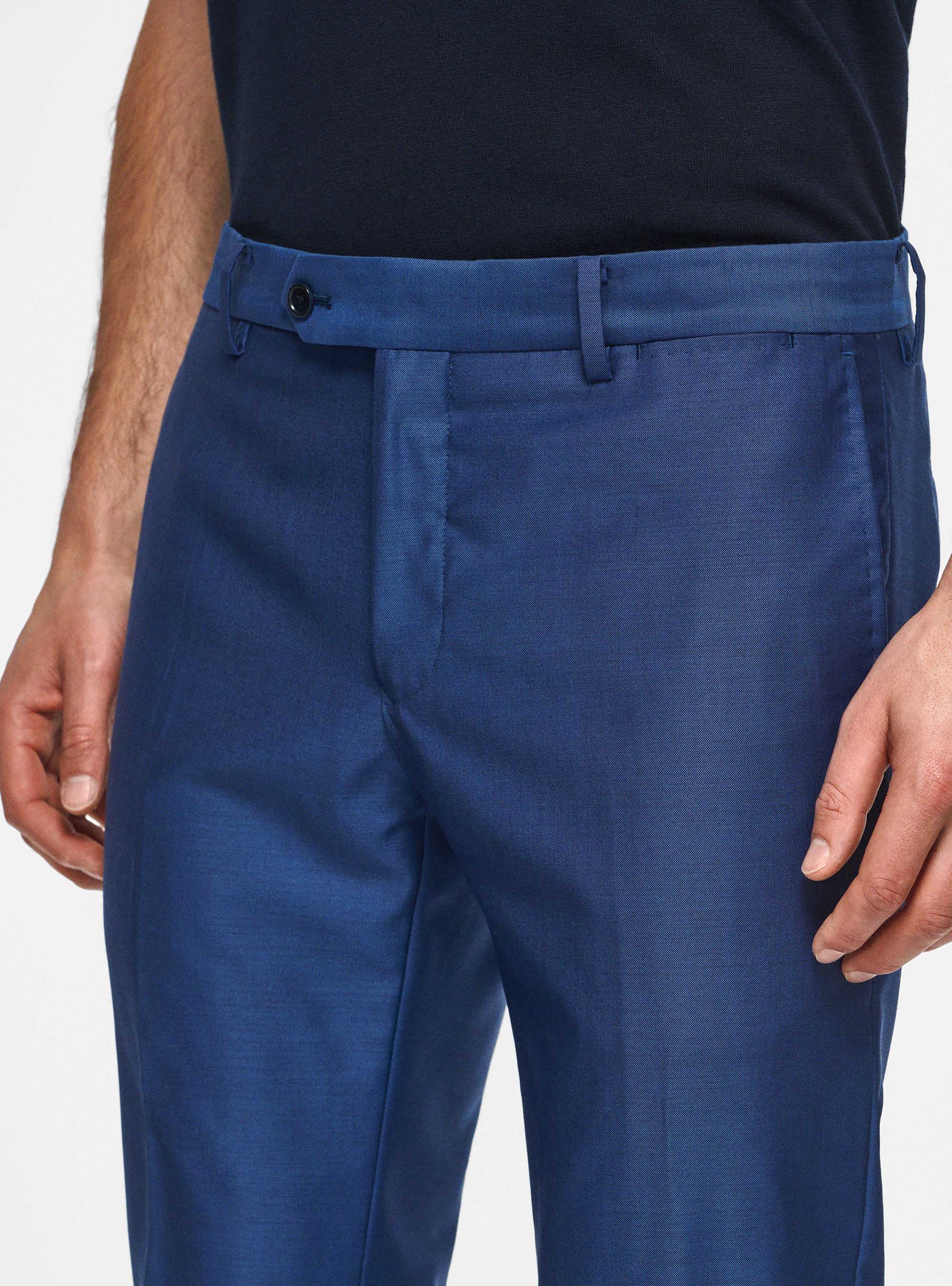 Trousers in pure 110's superfine wool, BLUE