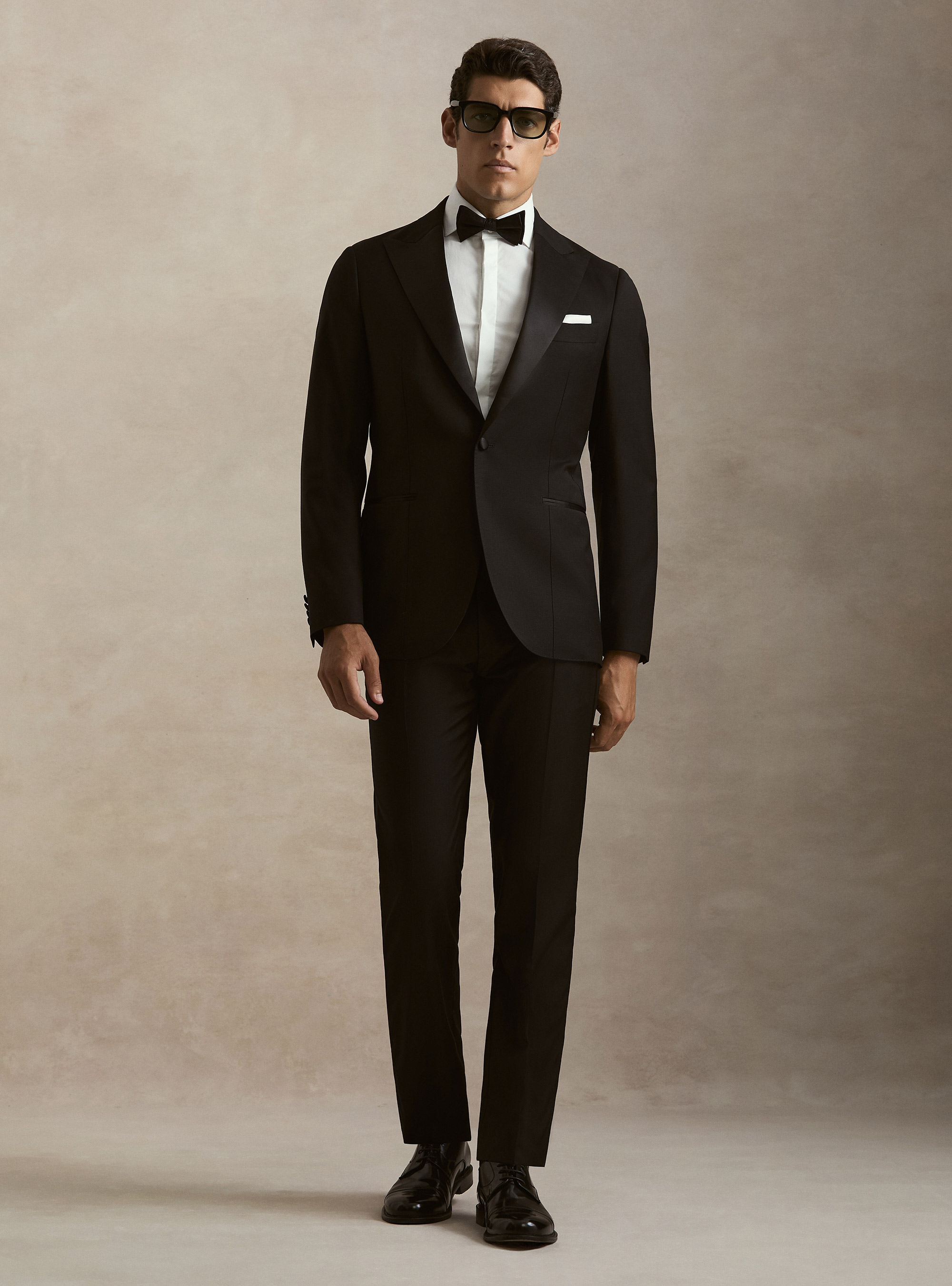 Giacca smoking in lana superfine 120's, NERO