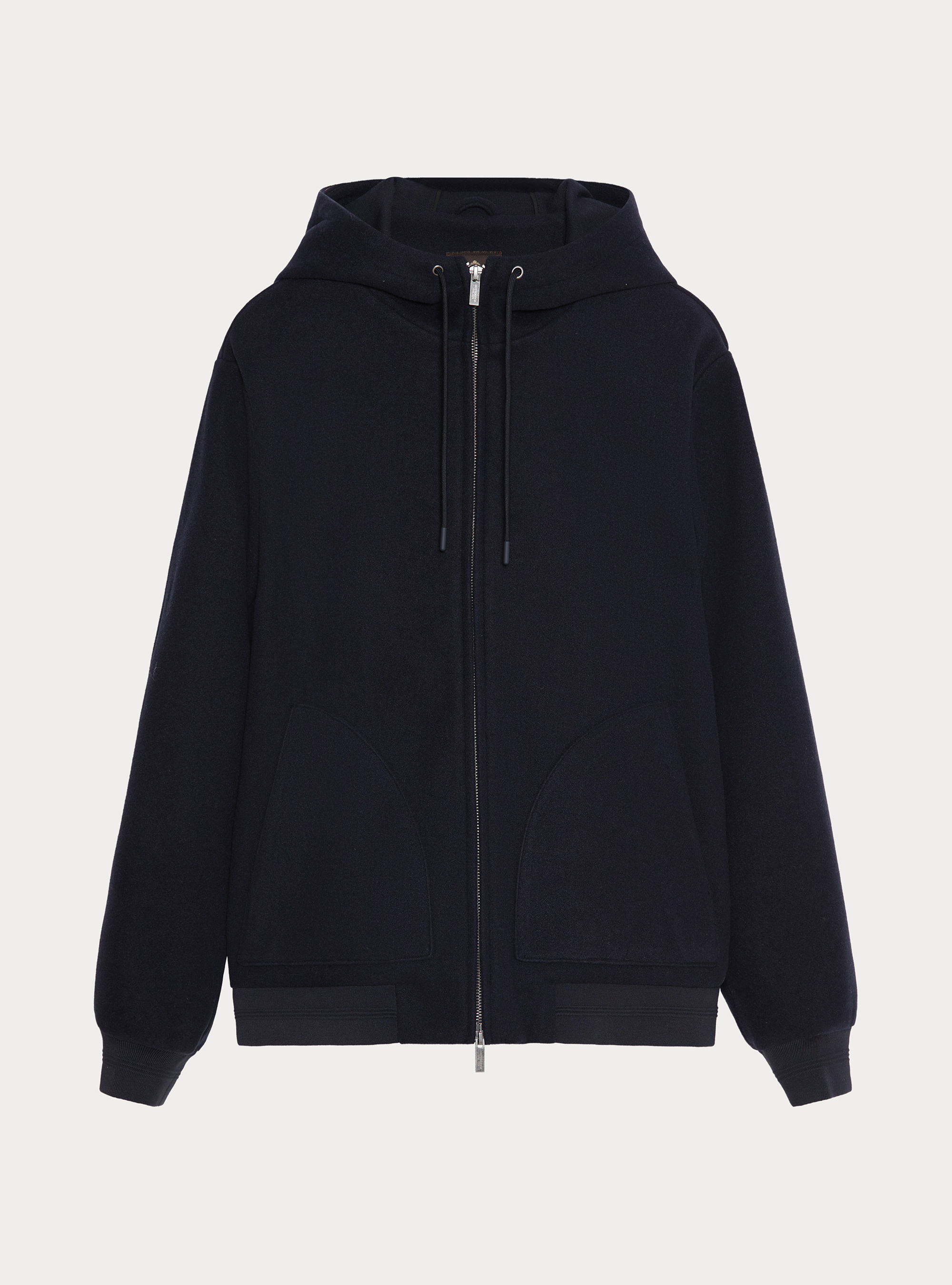Giubbino in panno stretch con cappuccio, BLU NAVY