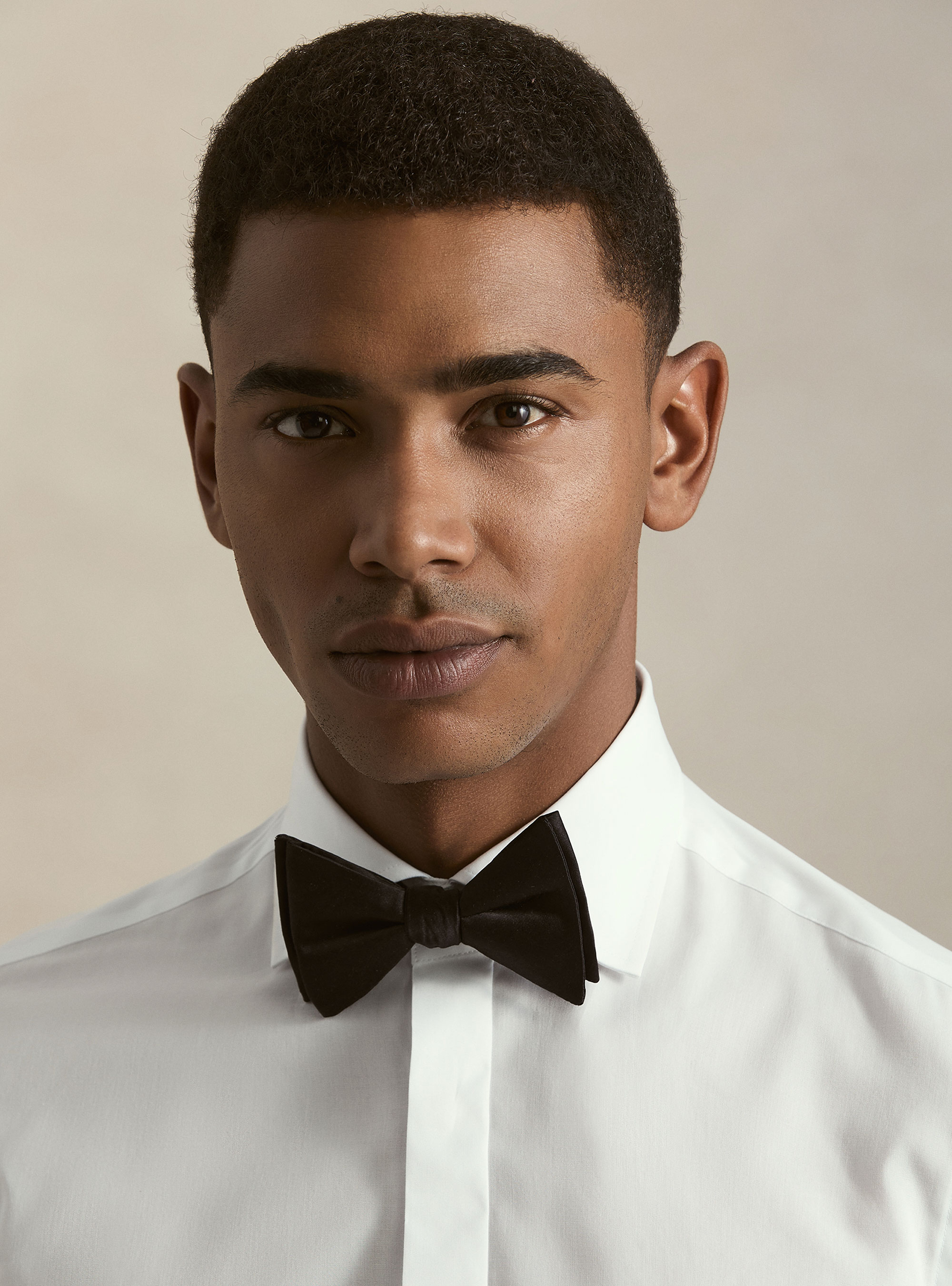 Camicia smoking in popeline con polso gemelli, BIANCO