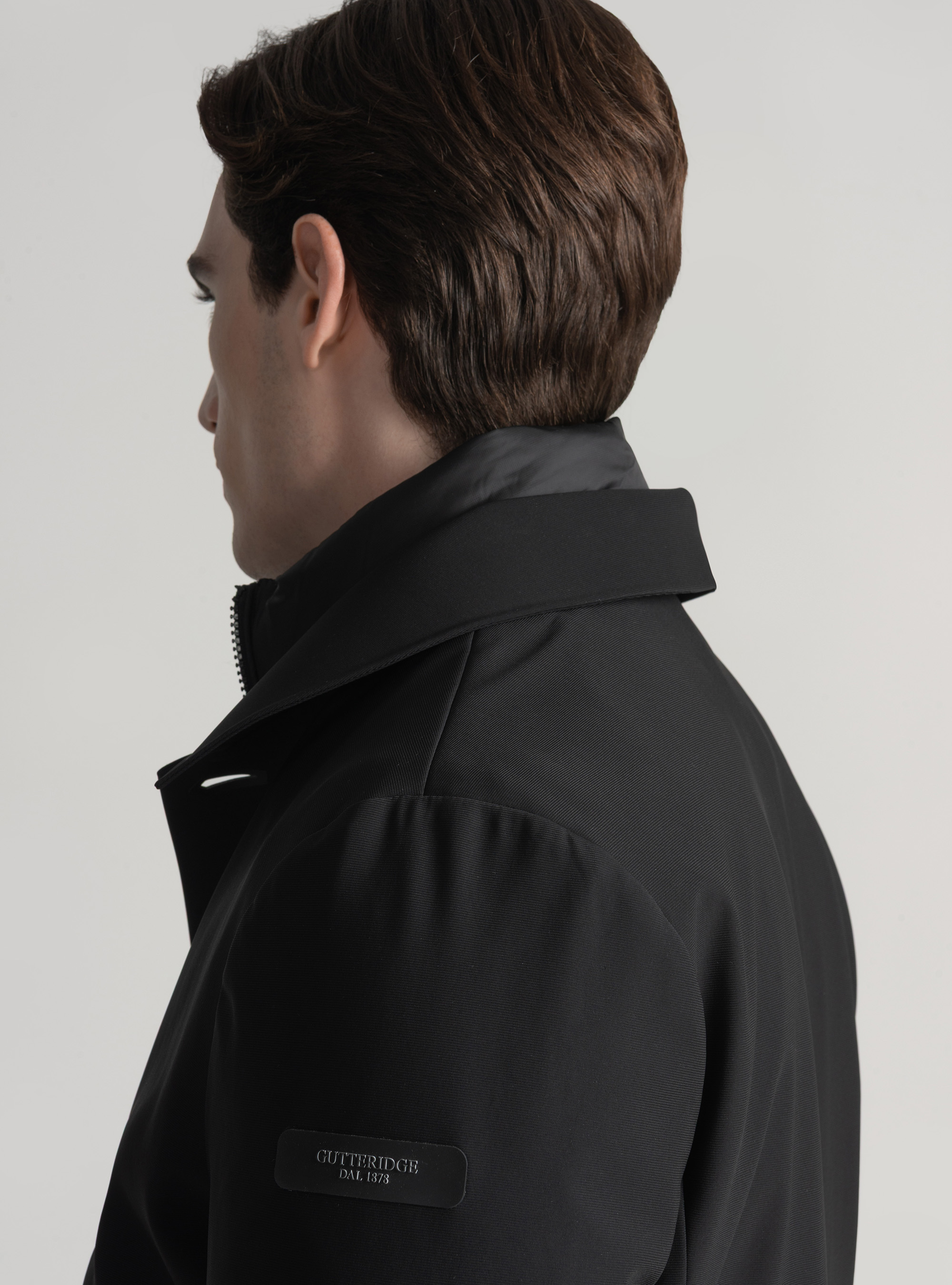 Long padded jacket with removable bib, BLACK