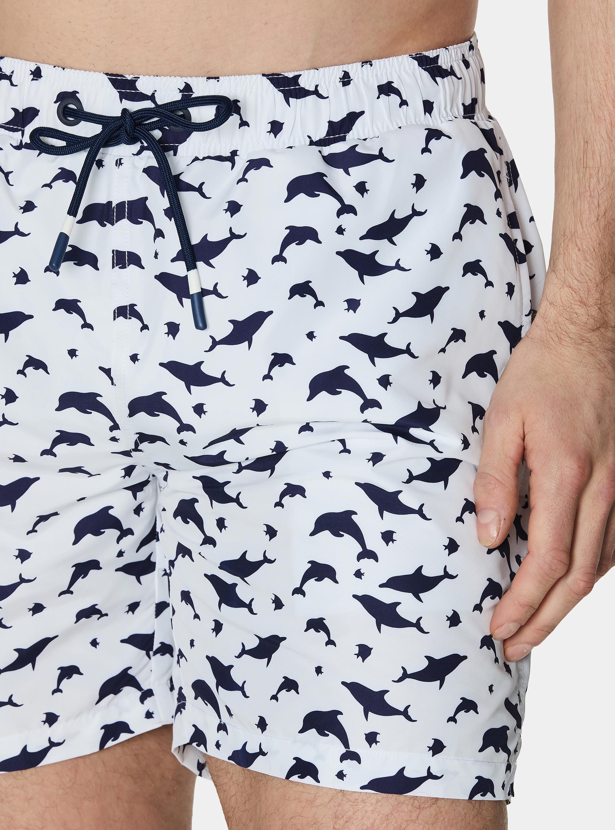 Fish print swimwear, WHITE
