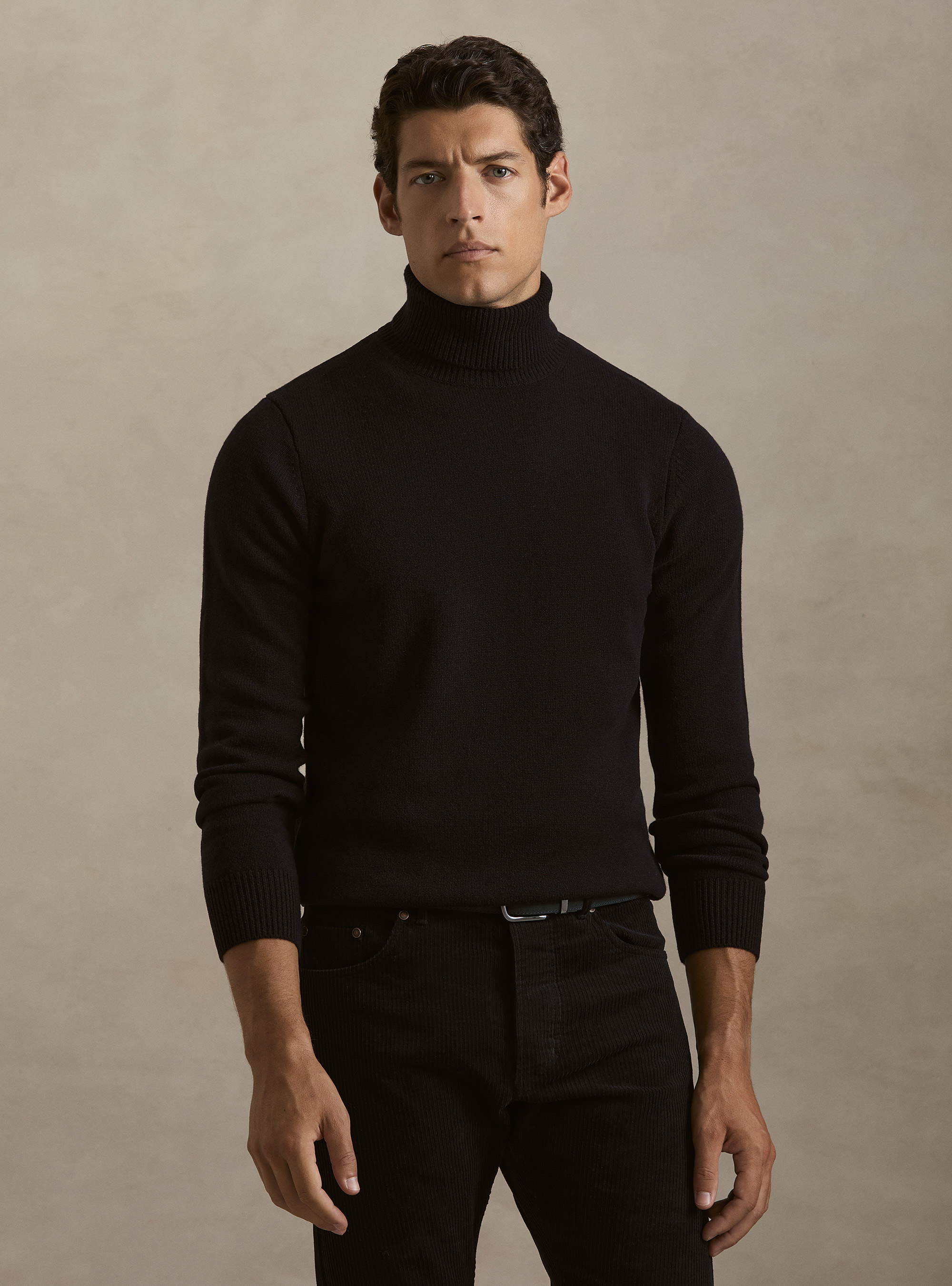 Rollkragenpullover aus Merinowolle, NAVY 0218C