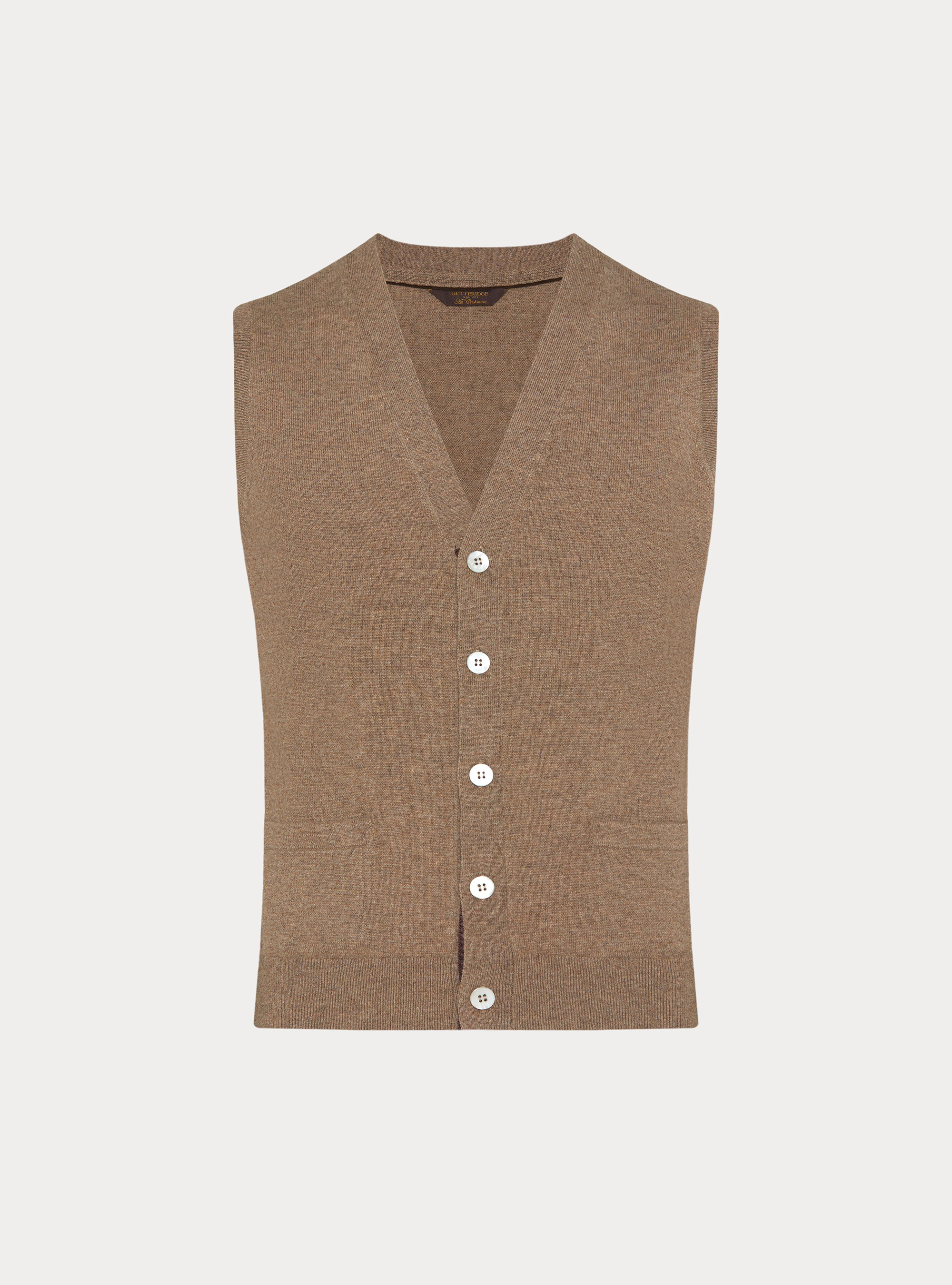 Chaleco de punto de lambswool y cachemira, BARRO