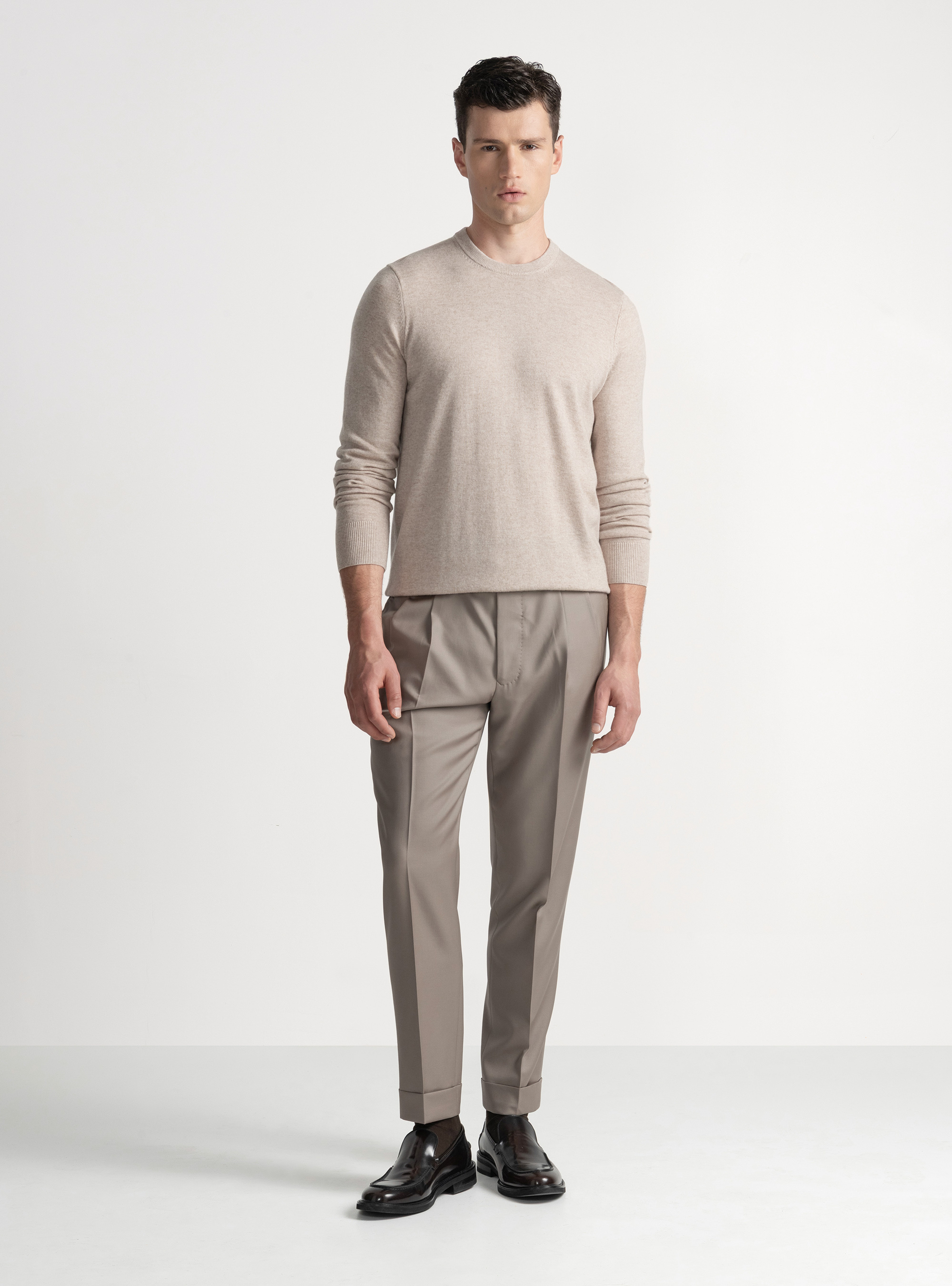 Maglia girocollo in misto lana, ECRU