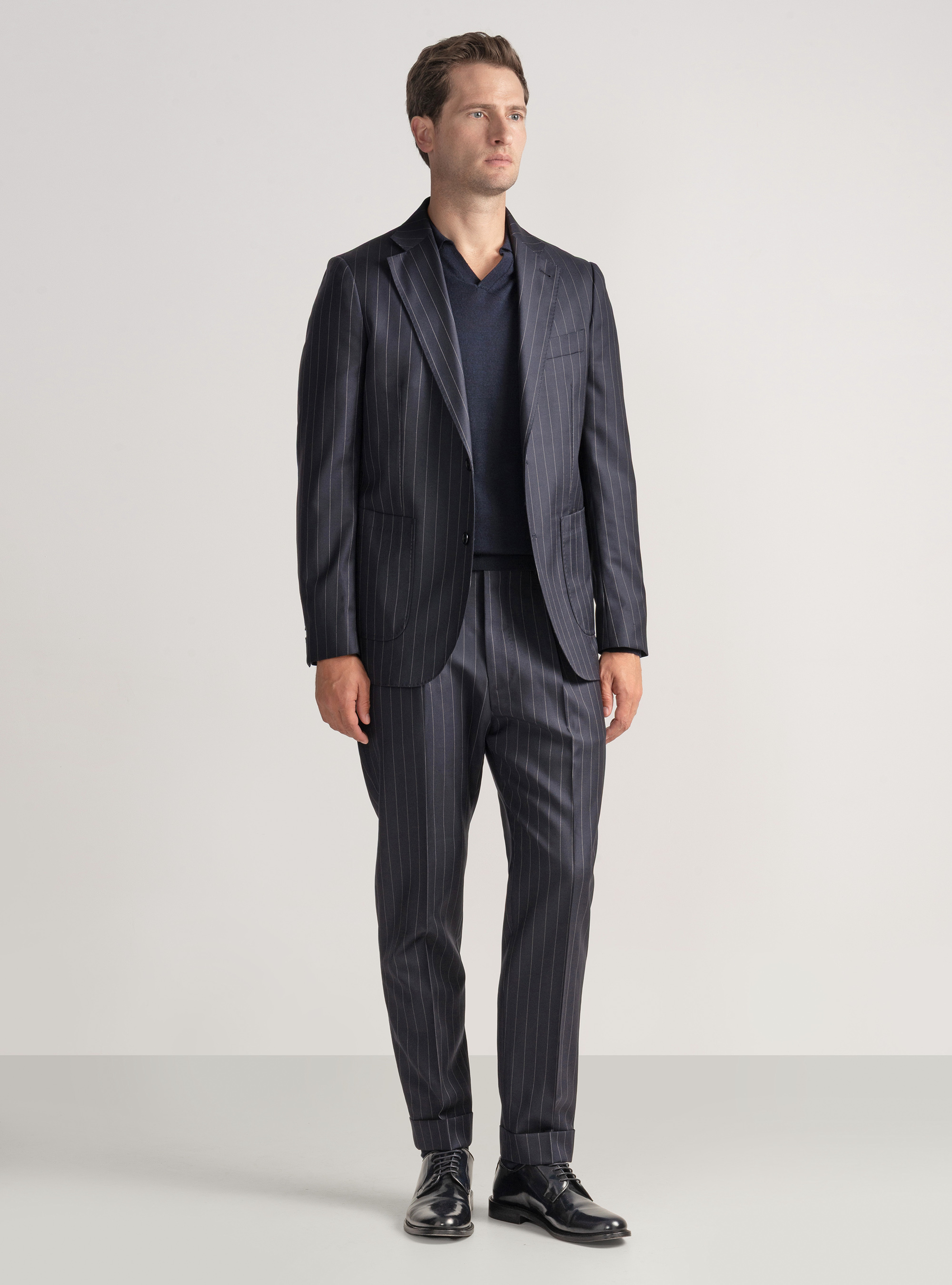 Giacca per abito gessato in pura lana Vitale Barberis Canonico, BLU NAVY