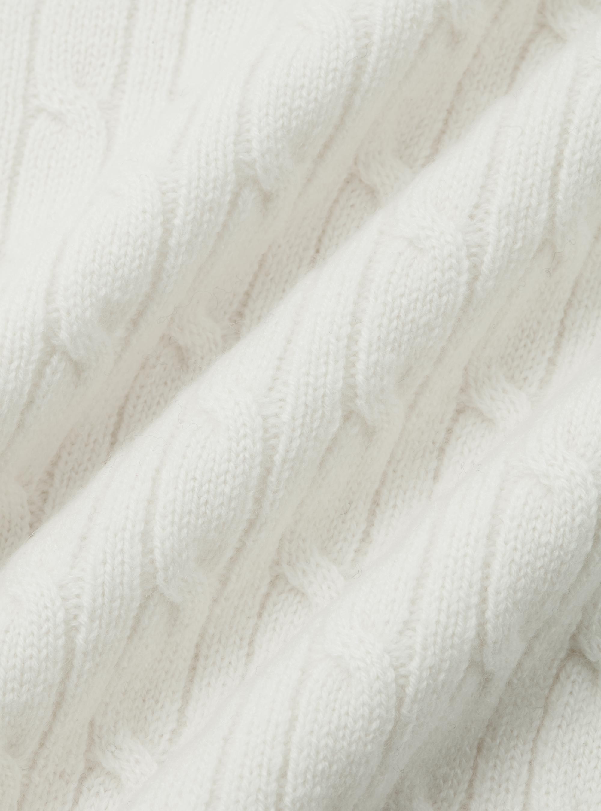 Zopfstrickpullover mit Mock-Neck aus Woll-Kaschmir-Mischung, BIANCO 0099C