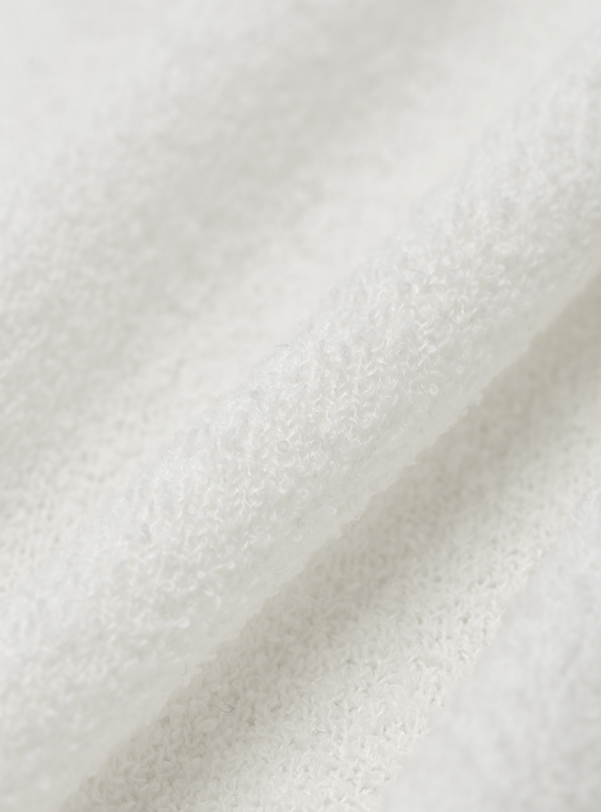 Pull &agrave; col rond en coton boucl&eacute; m&eacute;lang&eacute;, BLANC
