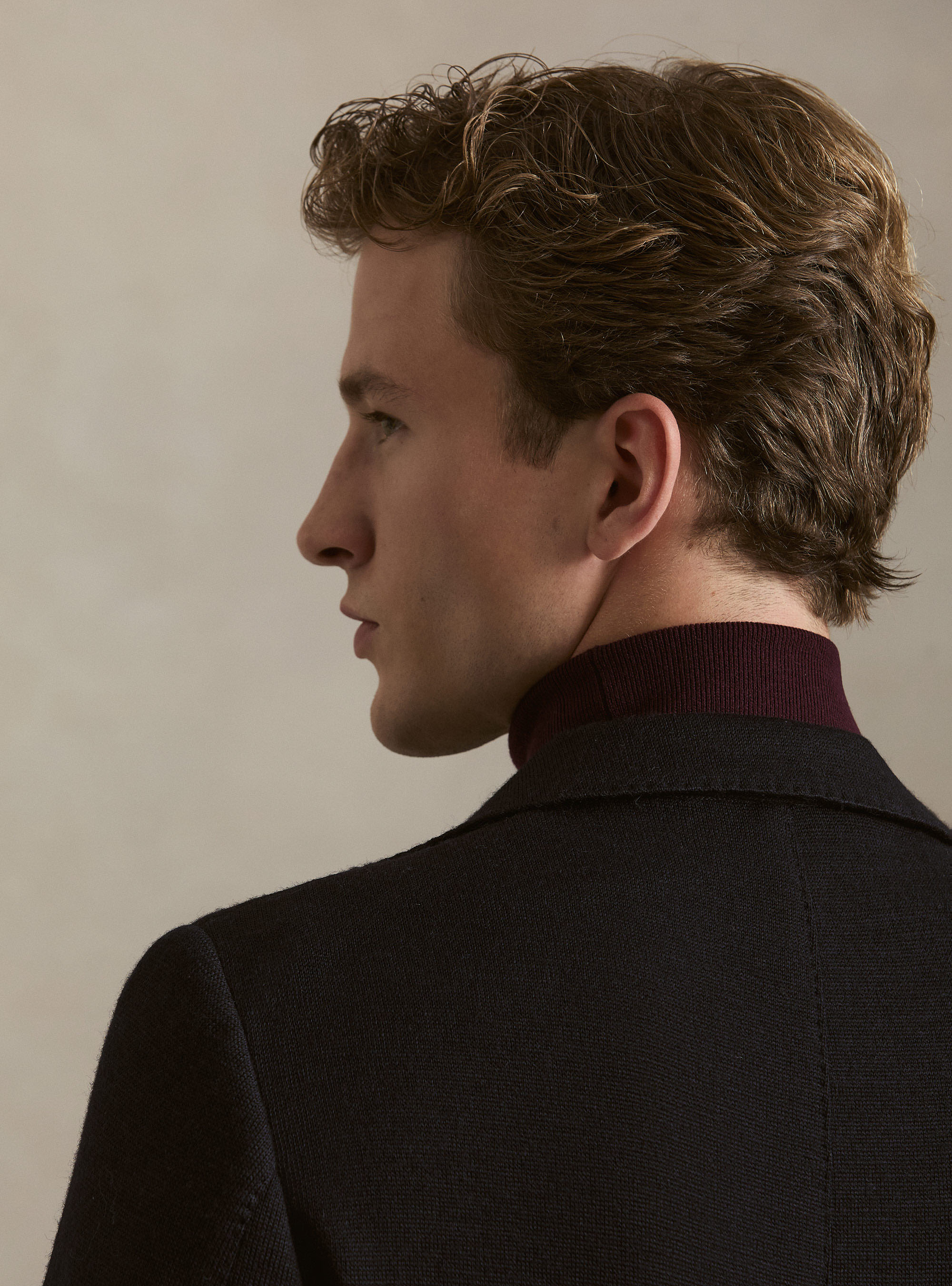 Wool and cotton jersey blazer, NAVY BLUE