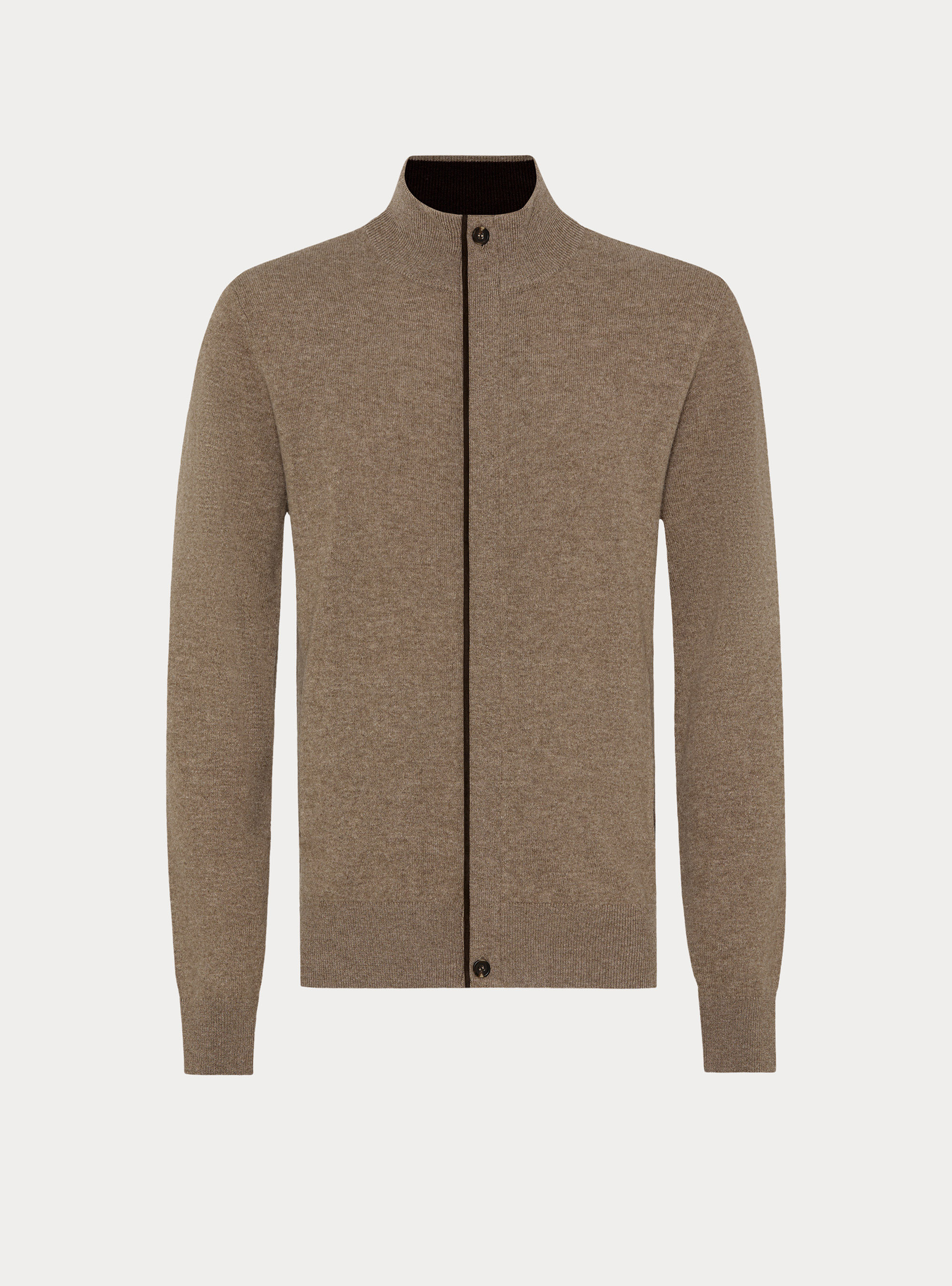 Chaqueta de punto con cremallera de lana lambswool y cachemira, BARRO