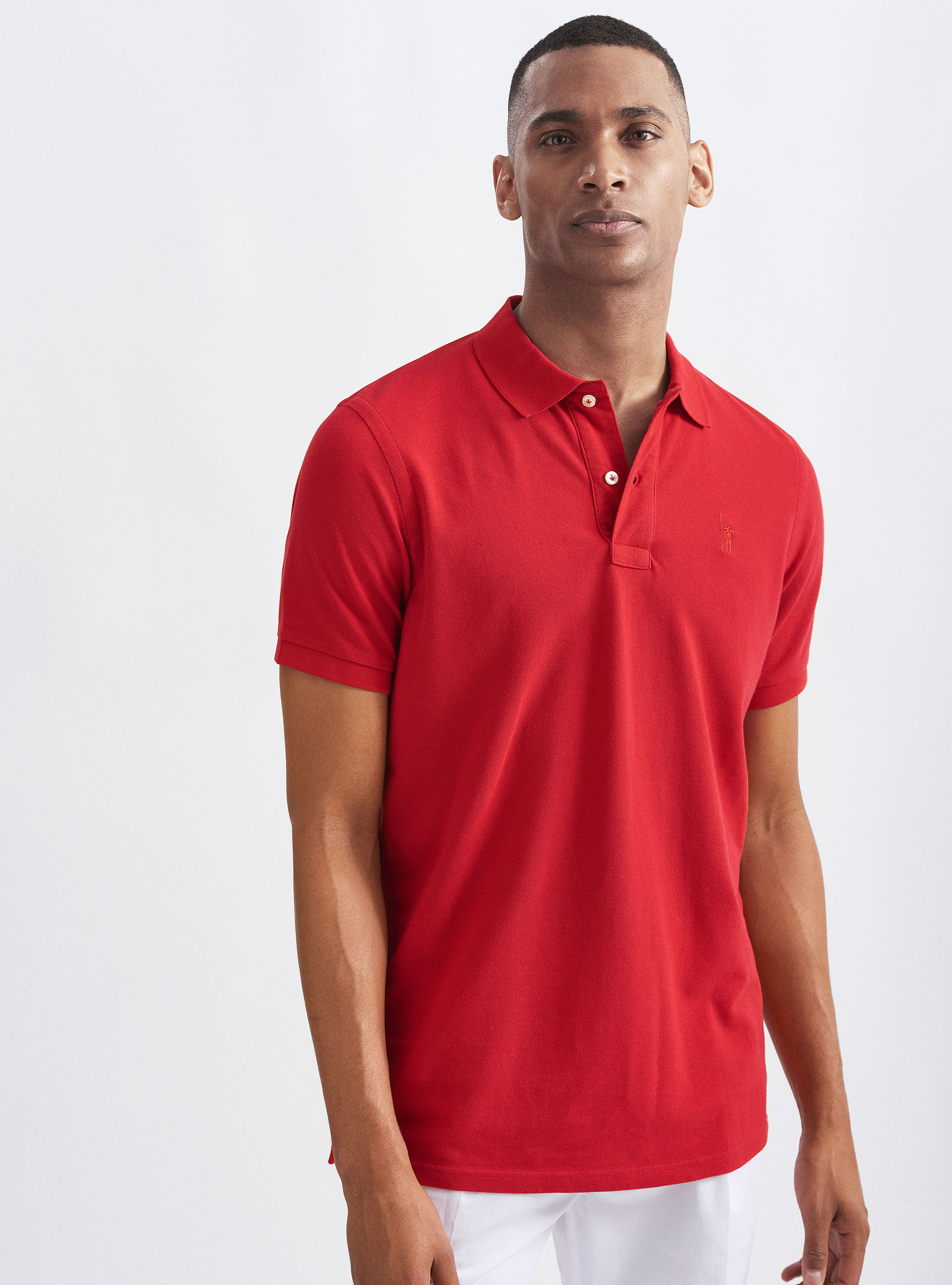 Polo cl&aacute;sico de piqu&eacute;, ROJO
