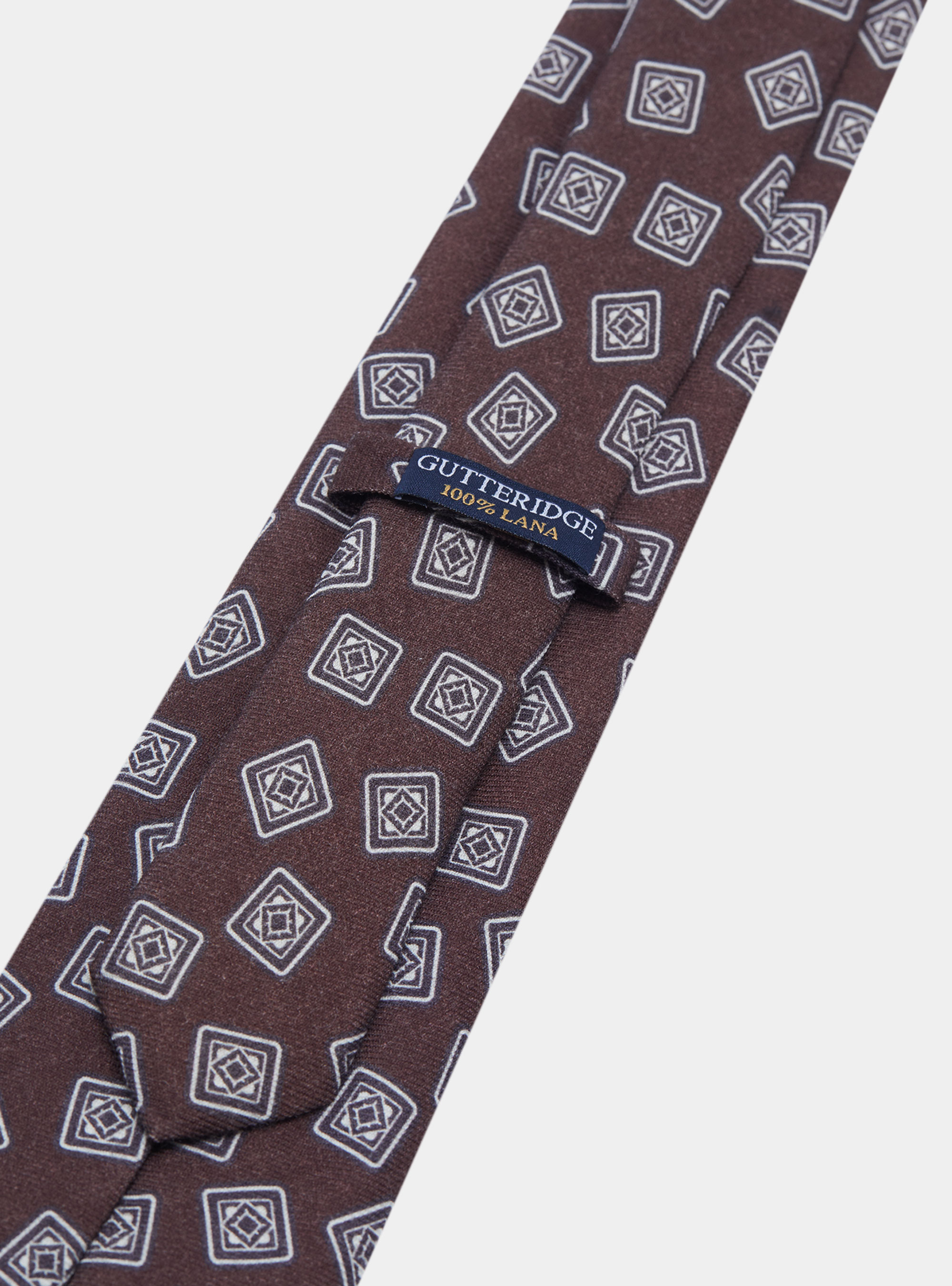 Patterned wool tie, BROWN