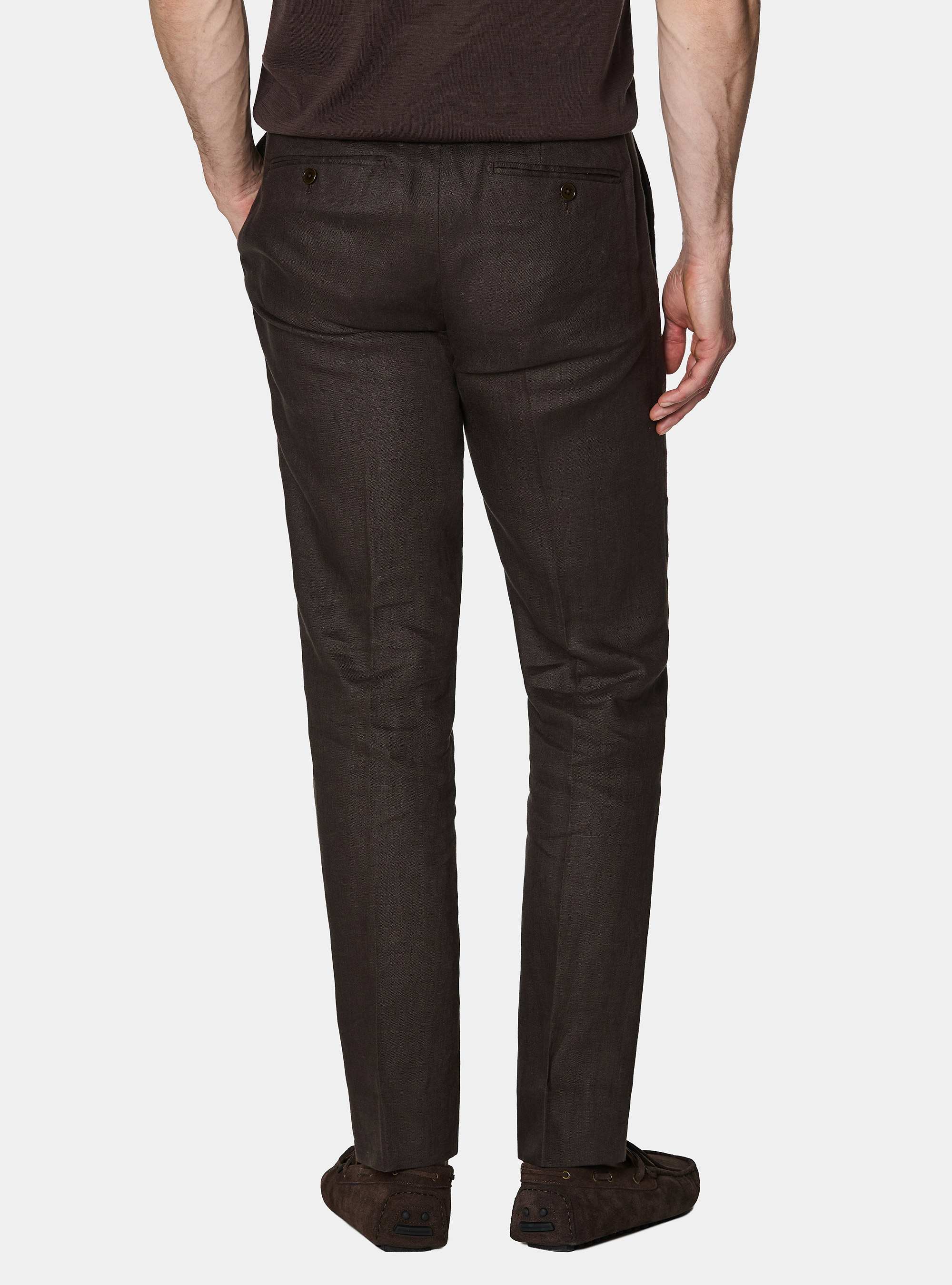 Pure linen suit trousers, BROWN