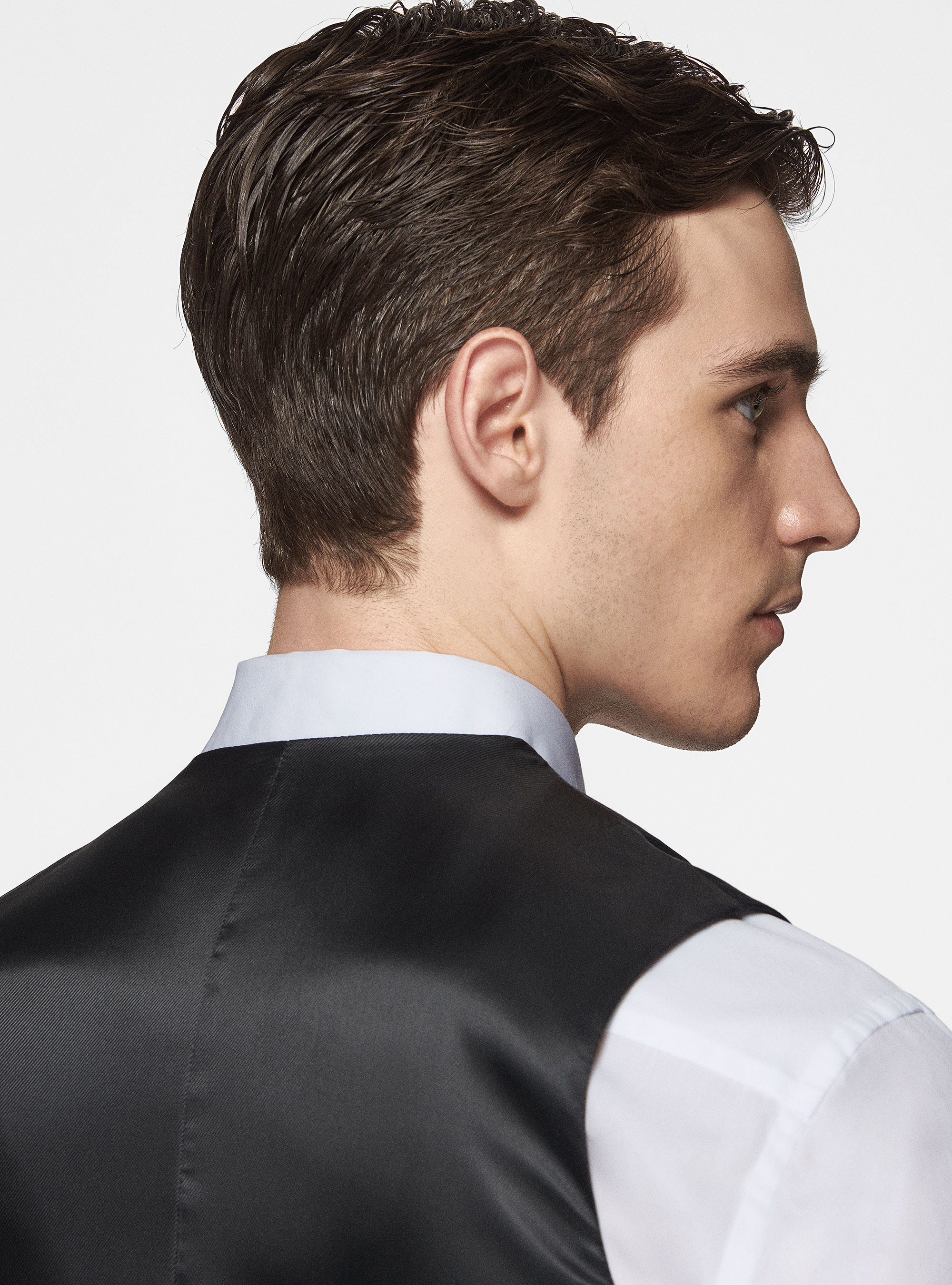 Reda 110's Superfine Wool Vest, ASPHALT GREY