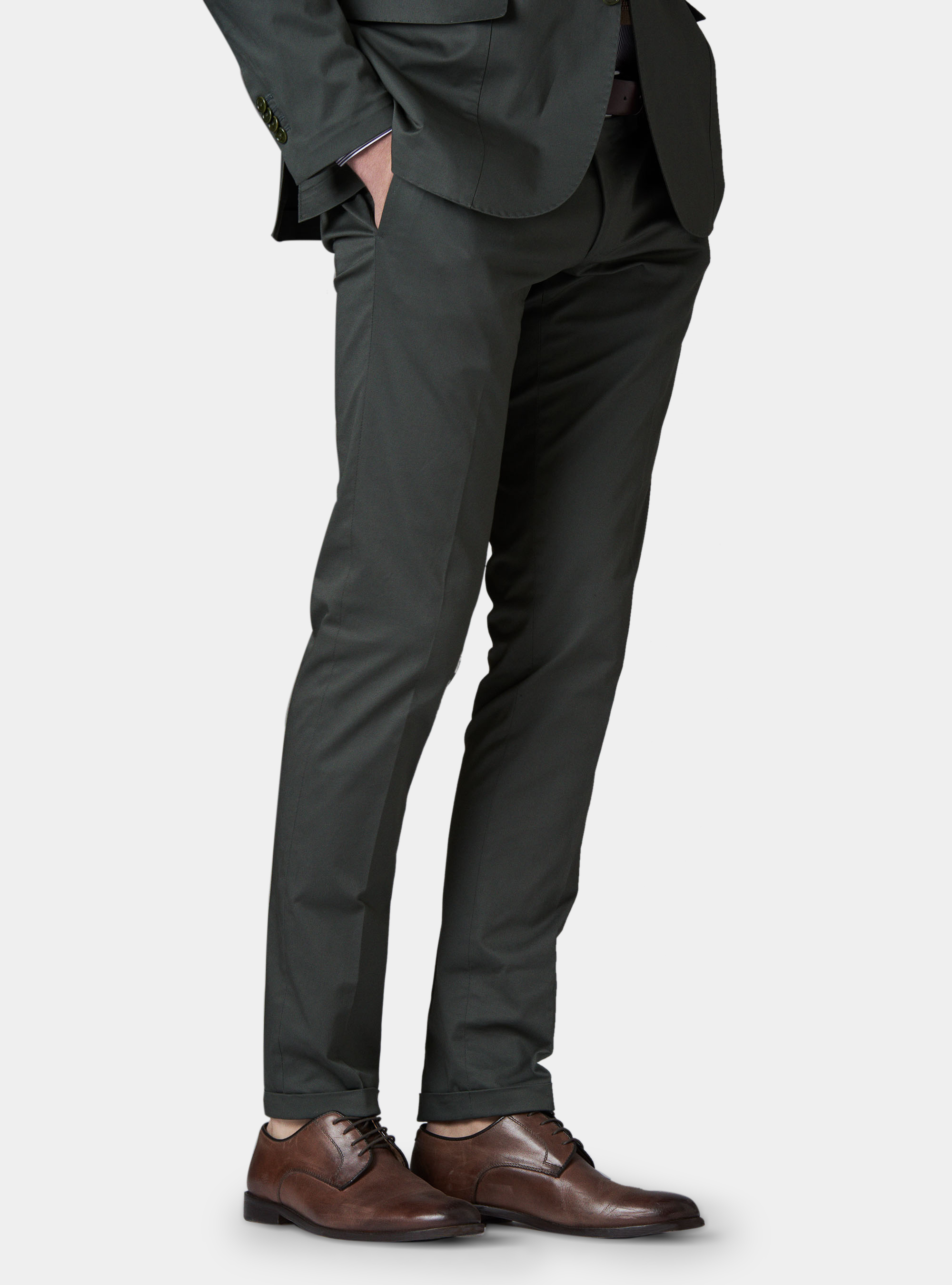 Pantalone per abito in cotone superior, OLIVA