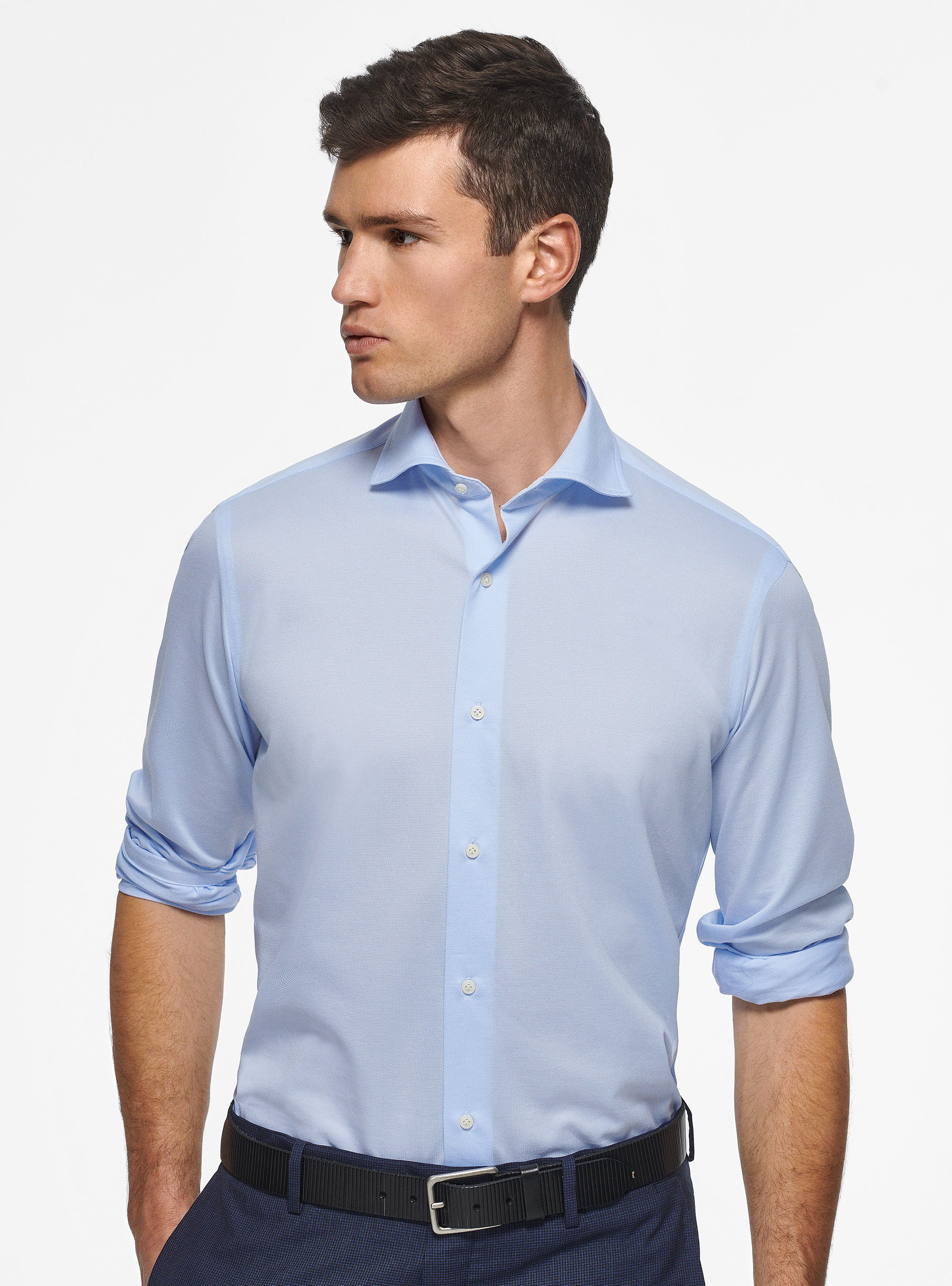 Camicia piquet in tessuto COOLMAX, AZZURRO