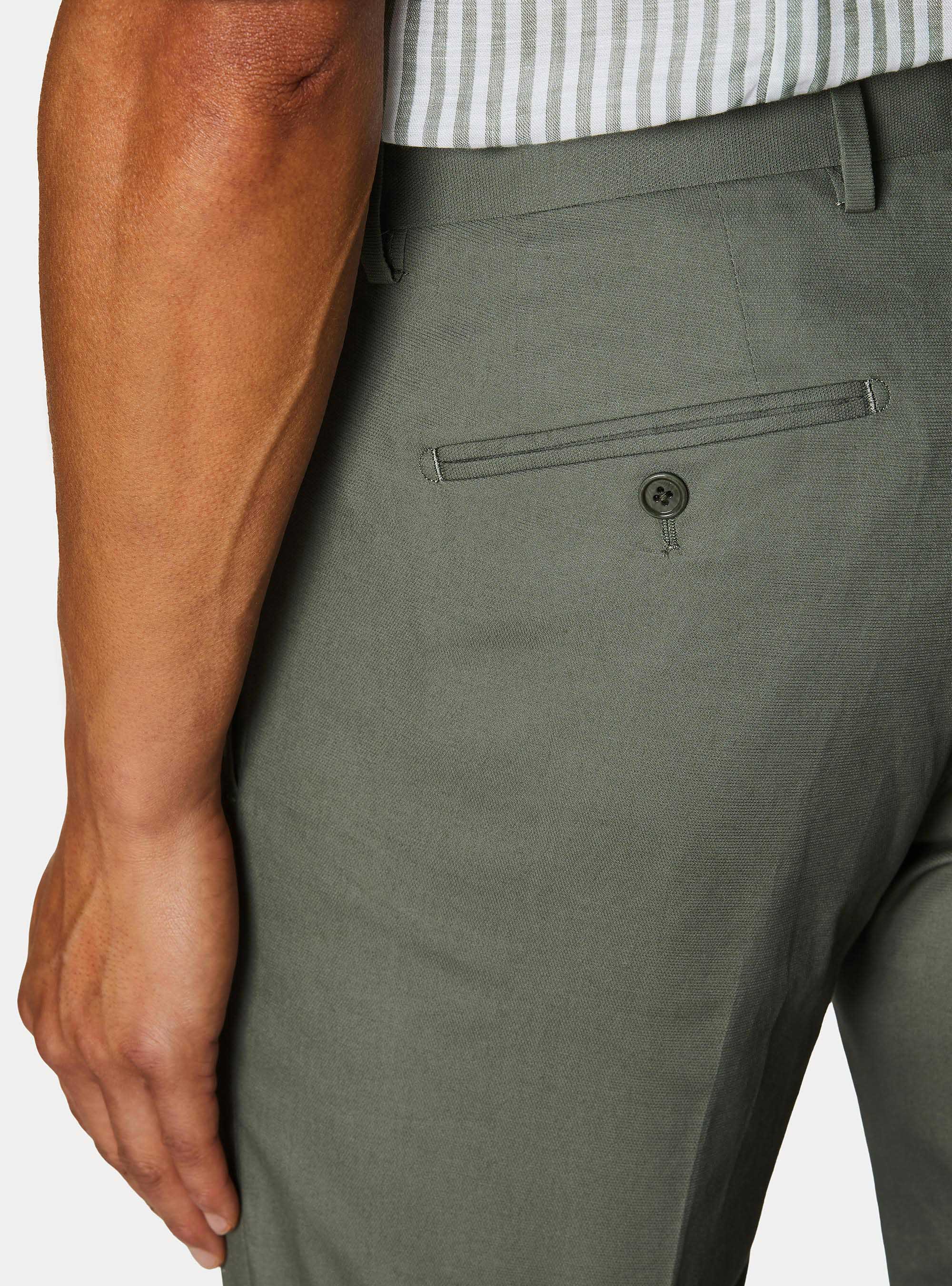 Pantaloni abito in cotone, SALVIA 0602C