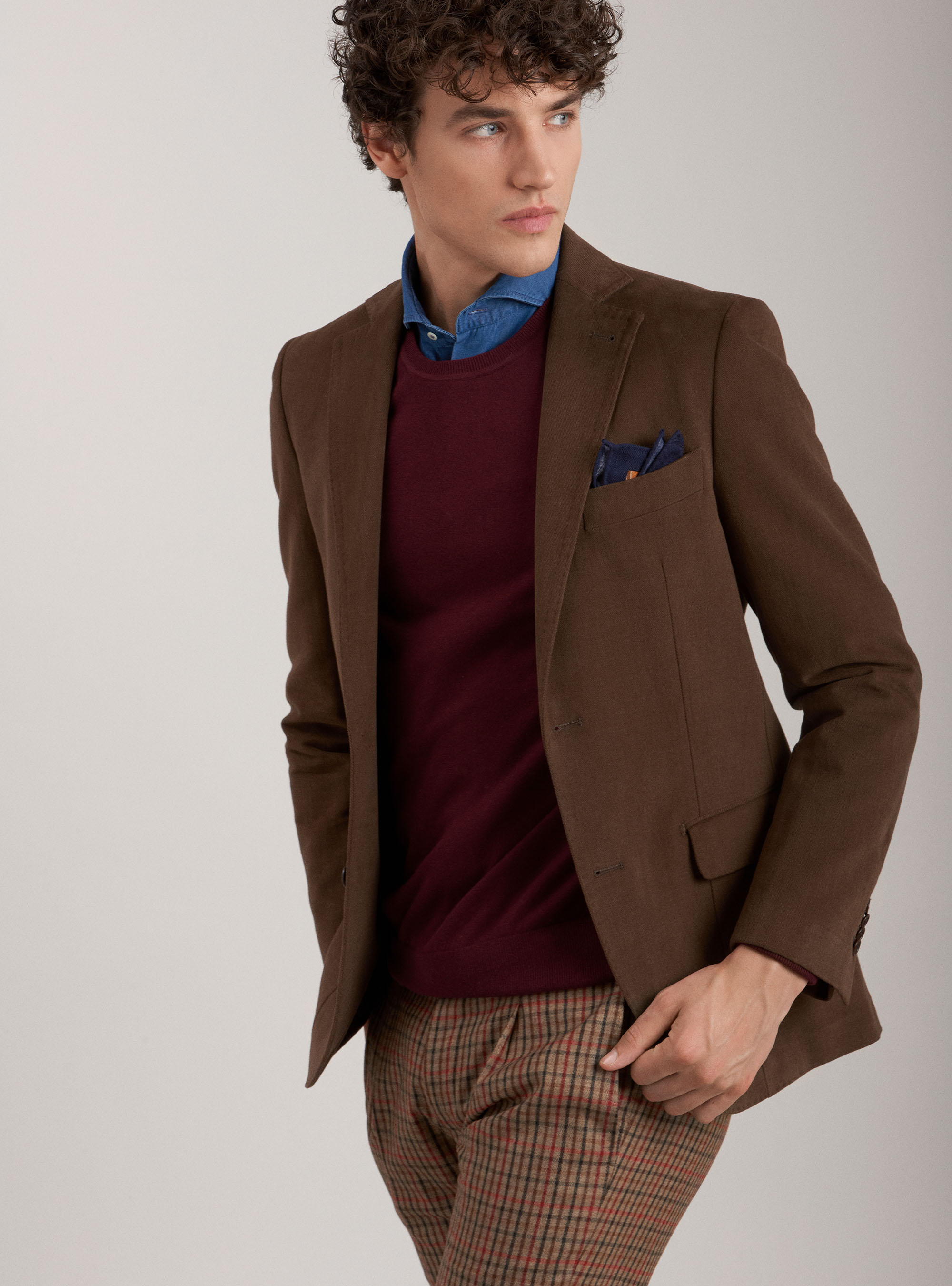 Cotton twill jacket, BROWN