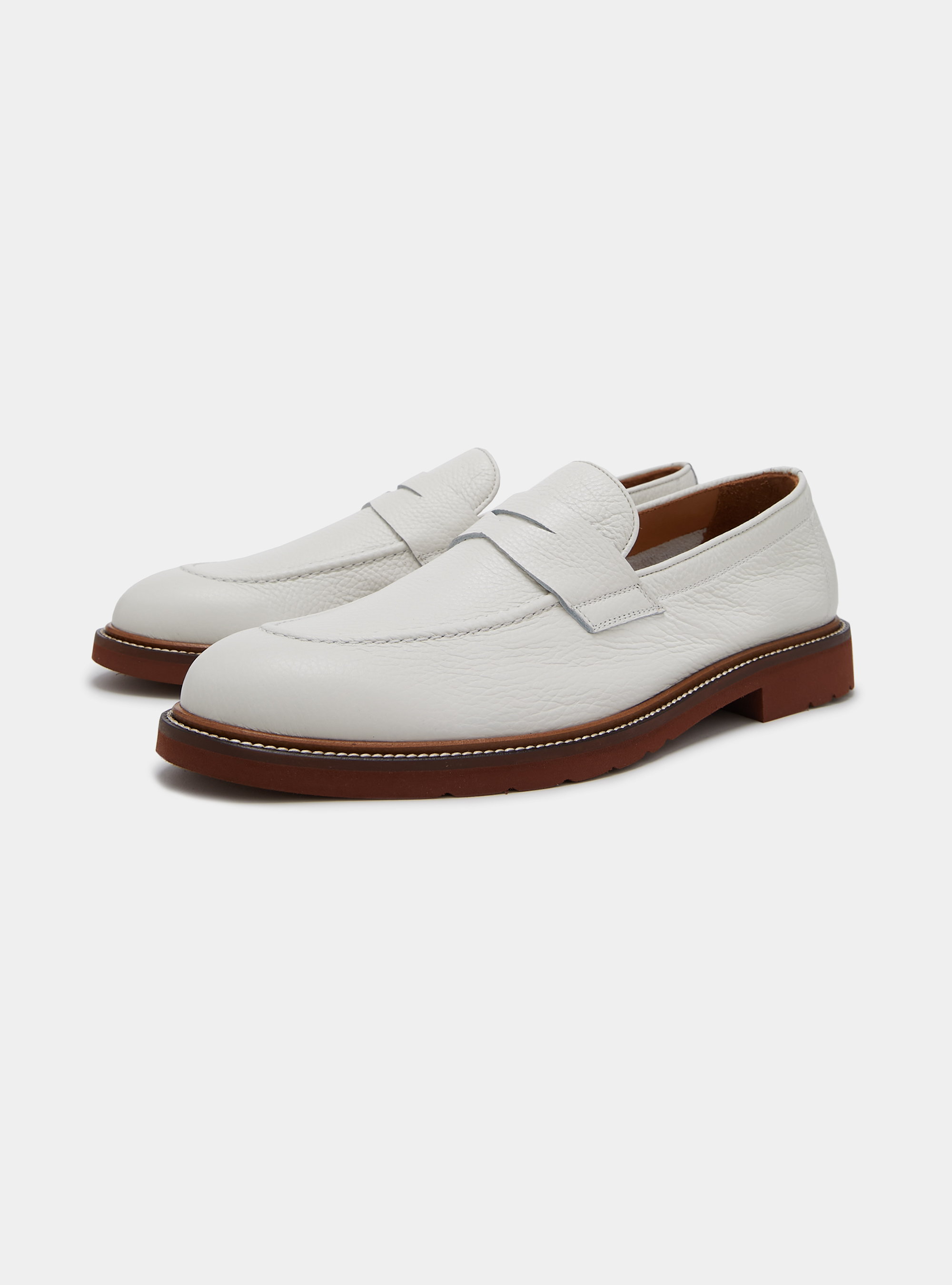 Soft leather loafers, WHITE